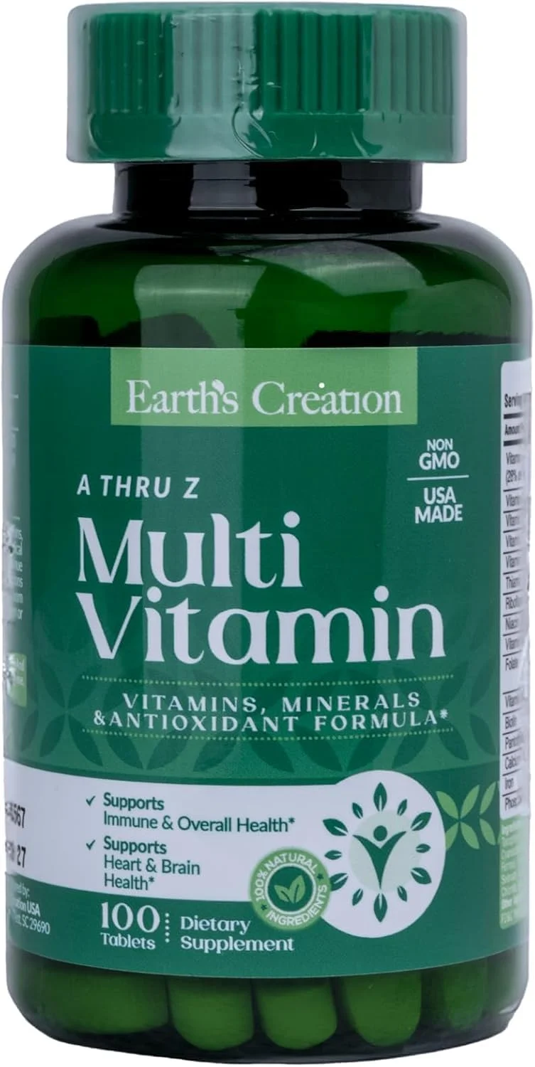 محصول Earth's Creation USA، مولتی ویتامین کامل A تا Z، مصرف روزانه، ویتامین ها، مواد معدنی، عناصر کمیاب، آنتی اکسیدان ها، لوتئین، 100 قرص، 100 سروینگ، سلامت کلی، پشتیبانی از مغز، چشم، سیستم ایمنی و انرژی محصول Earth's Creation USA، مولتی ویتامین کامل A تا Z، مصرف روزانه، ویتامین ها، مواد معدنی، عناصر کمیاب، آنتی اکسیدان ها، لوتئین، 100 قرص، 100 سروینگ، سلامت کلی، پشتیبانی از مغز، چشم، سیستم ایمنی و انرژی