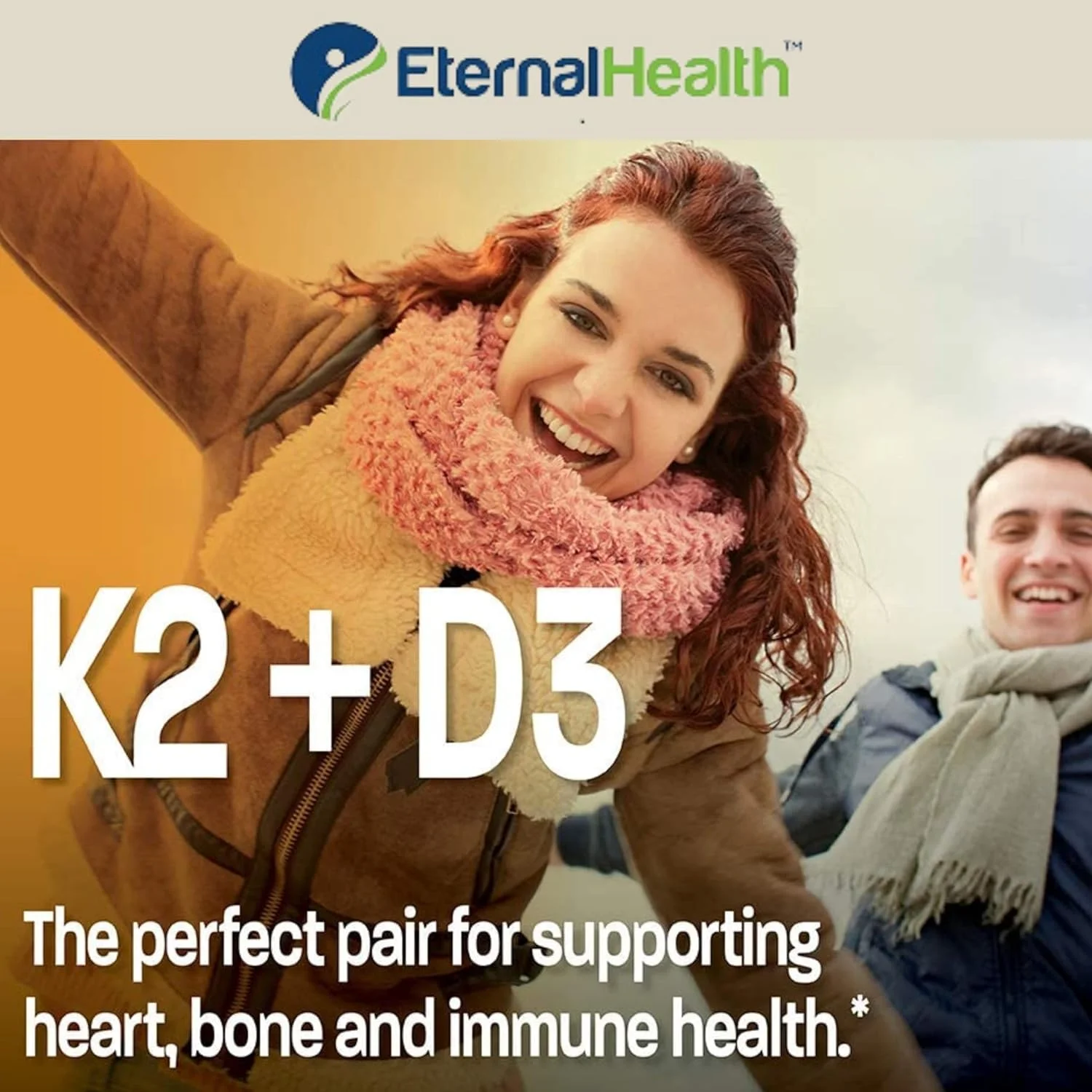 ویتامین D3 EternalHealth به همراه K2 به شکل MK-7 - کمپلکس ویتامین D و K - ویتامین D3 و K2 به شکل MK-7 - (120 کپسول گیاهی) ویتامین D3 EternalHealth به همراه K2 به شکل MK-7 - کمپلکس ویتامین D و K - ویتامین D3 و K2 به شکل MK-7 - (120 کپسول گیاهی)
