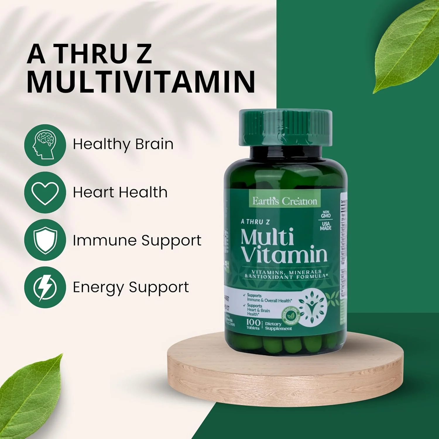 محصول Earth's Creation USA، مولتی ویتامین کامل A تا Z، مصرف روزانه، ویتامین ها، مواد معدنی، عناصر کمیاب، آنتی اکسیدان ها، لوتئین، 100 قرص، 100 سروینگ، سلامت کلی، پشتیبانی از مغز، چشم، سیستم ایمنی و انرژی محصول Earth's Creation USA، مولتی ویتامین کامل A تا Z، مصرف روزانه، ویتامین ها، مواد معدنی، عناصر کمیاب، آنتی اکسیدان ها، لوتئین، 100 قرص، 100 سروینگ، سلامت کلی، پشتیبانی از مغز، چشم، سیستم ایمنی و انرژی