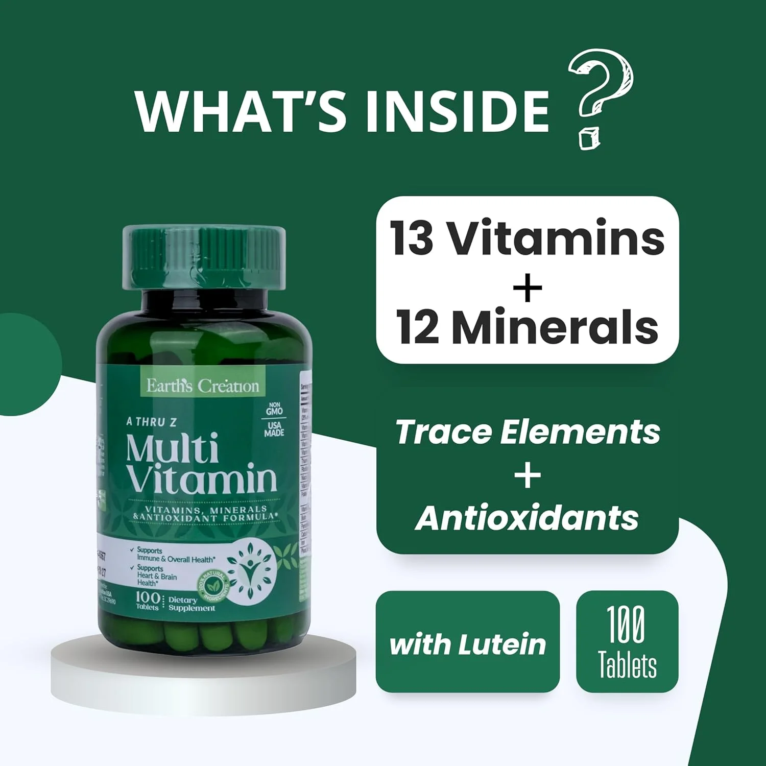 محصول Earth's Creation USA، مولتی ویتامین کامل A تا Z، مصرف روزانه، ویتامین ها، مواد معدنی، عناصر کمیاب، آنتی اکسیدان ها، لوتئین، 100 قرص، 100 سروینگ، سلامت کلی، پشتیبانی از مغز، چشم، سیستم ایمنی و انرژی محصول Earth's Creation USA، مولتی ویتامین کامل A تا Z، مصرف روزانه، ویتامین ها، مواد معدنی، عناصر کمیاب، آنتی اکسیدان ها، لوتئین، 100 قرص، 100 سروینگ، سلامت کلی، پشتیبانی از مغز، چشم، سیستم ایمنی و انرژی