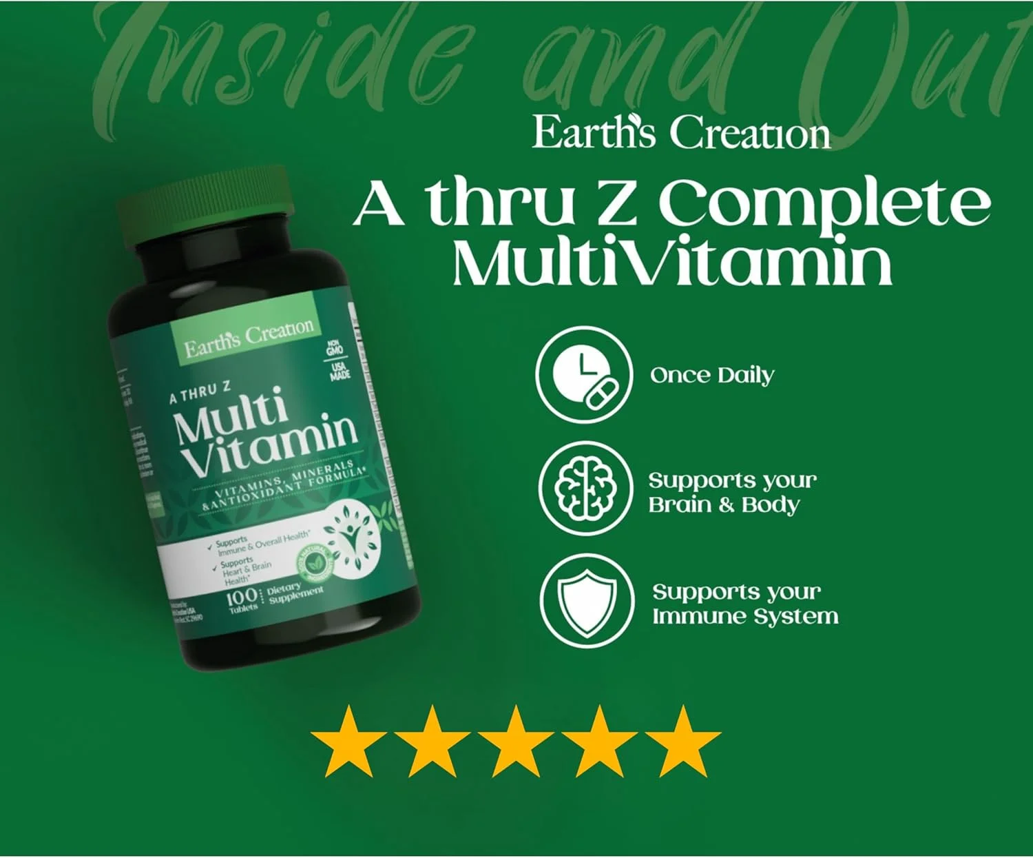 محصول Earth's Creation USA، مولتی ویتامین کامل A تا Z، مصرف روزانه، ویتامین ها، مواد معدنی، عناصر کمیاب، آنتی اکسیدان ها، لوتئین، 100 قرص، 100 سروینگ، سلامت کلی، پشتیبانی از مغز، چشم، سیستم ایمنی و انرژی محصول Earth's Creation USA، مولتی ویتامین کامل A تا Z، مصرف روزانه، ویتامین ها، مواد معدنی، عناصر کمیاب، آنتی اکسیدان ها، لوتئین، 100 قرص، 100 سروینگ، سلامت کلی، پشتیبانی از مغز، چشم، سیستم ایمنی و انرژی