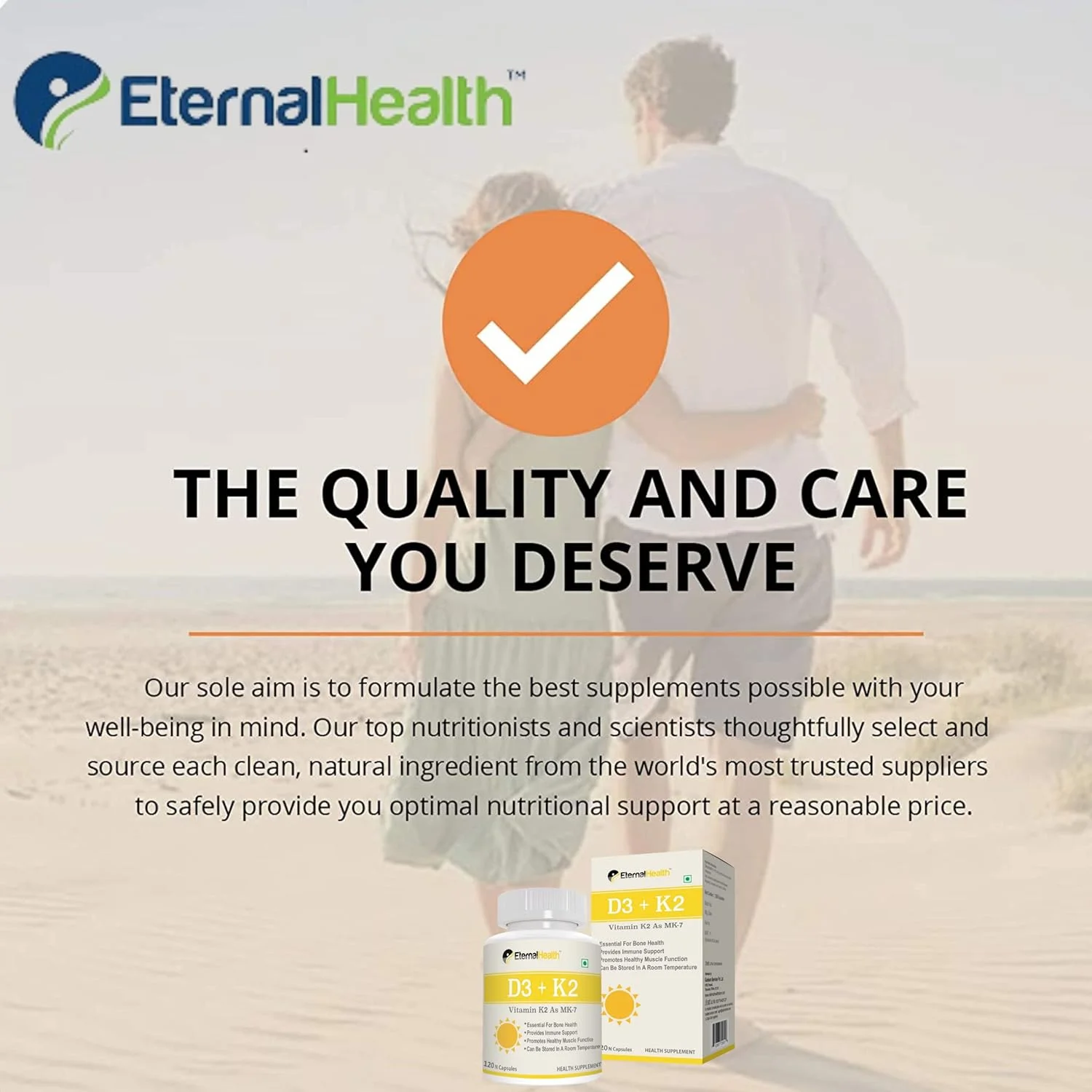 ویتامین D3 EternalHealth به همراه K2 به شکل MK-7 - کمپلکس ویتامین D و K - ویتامین D3 و K2 به شکل MK-7 - (120 کپسول گیاهی) ویتامین D3 EternalHealth به همراه K2 به شکل MK-7 - کمپلکس ویتامین D و K - ویتامین D3 و K2 به شکل MK-7 - (120 کپسول گیاهی)