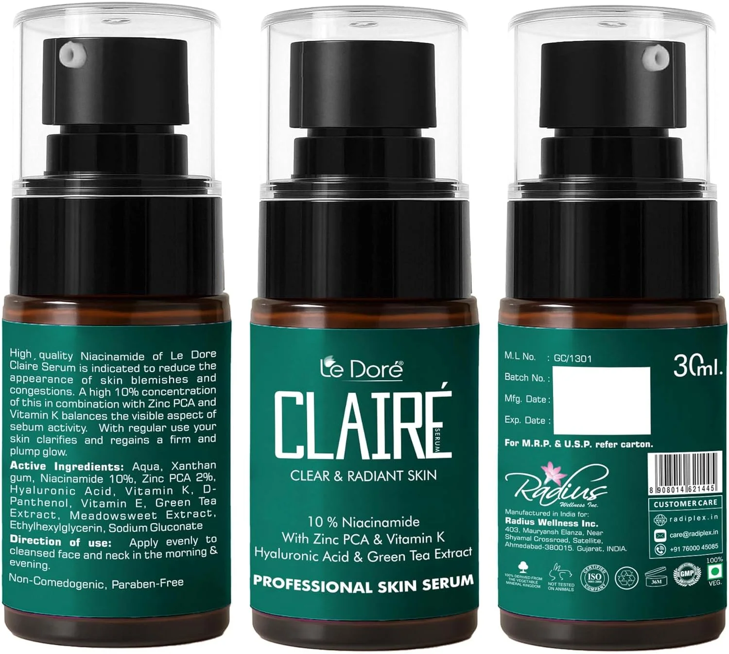 سرم نیاسینامید 10% Le Dore Claire با ویتامین K، اسید هیالورونیک، زینک PCA و عصاره چای سبز - فرمول ضد آکنه برای جای جوش، پوست چرب و مستعد لک (30 میلی لیتر) سرم نیاسینامید 10% Le Dore Claire با ویتامین K، اسید هیالورونیک، زینک PCA و عصاره چای سبز - فرمول ضد آکنه برای جای جوش، پوست چرب و مستعد لک (30 میلی لیتر)