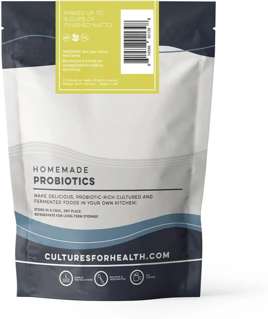 اسپورهای آغازگر ناتو Cultures for Health | غذای سنتی ژاپنی از سویا | منبع عالی پروتئین، ویتامین K و پروبیوتیک برای سلامت دستگاه گوارش | بدون گلوتن، گیاهی و جایگزین گوشت گیاهی