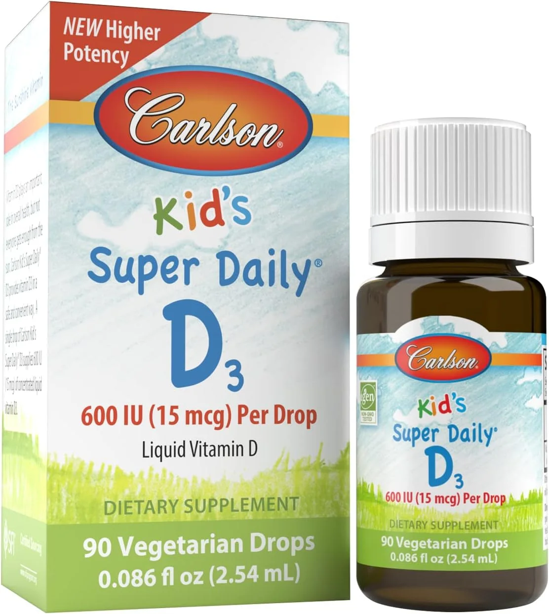 کارلسون، Super Daily® D3 کودکان، 15 میکروگرم (600 واحد بین المللی)، 2.54 میلی لیتر