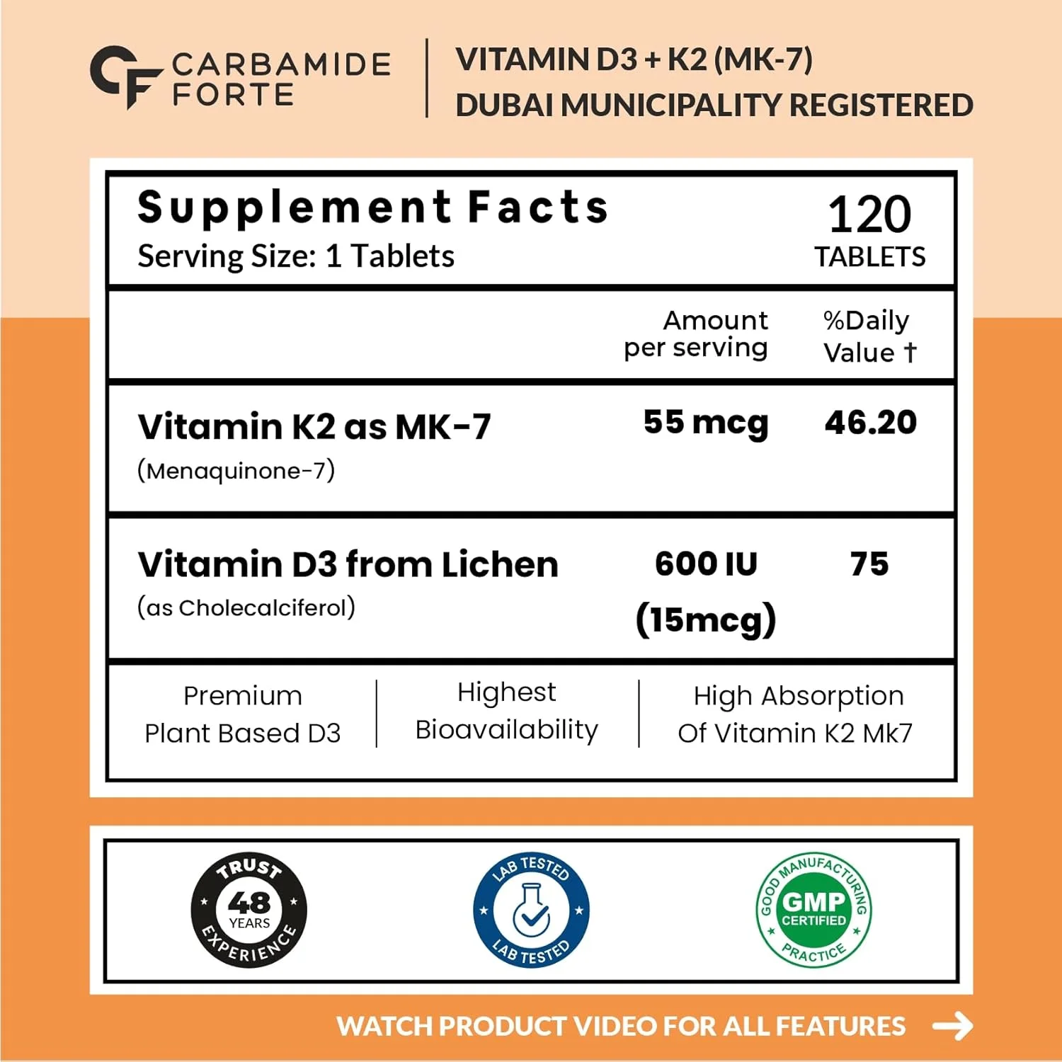 کاربامید فورته ویتامین D3 K2 | مکمل ویتامین K2 MK7 برای سلامت استخوان و قلب | ویتامین D برای زنان و مردان | مکمل های ویتامین K2 و D3 - 120 قرص گیاهی کاربامید فورته ویتامین D3 K2 | مکمل ویتامین K2 MK7 برای سلامت استخوان و قلب | ویتامین D برای زنان و مردان | مکمل های ویتامین K2 و D3 - 120 قرص گیاهی