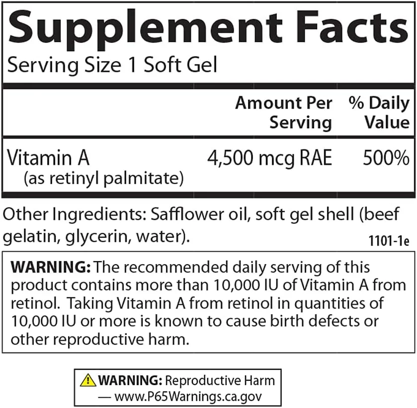 کارلسون - ویتامین آ، 15000 واحد بین المللی پالمیتات (4500 میکروگرم RAE)، سلامت بینایی، پوست سالم، 120 سافت ژل کارلسون - ویتامین آ، 15000 واحد بین المللی پالمیتات (4500 میکروگرم RAE)، سلامت بینایی، پوست سالم، 120 سافت ژل