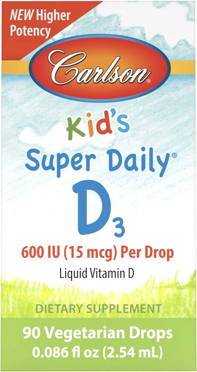 کارلسون، Super Daily® D3 کودکان، 15 میکروگرم (600 واحد بین المللی)، 2.54 میلی لیتر کارلسون، Super Daily® D3 کودکان، 15 میکروگرم (600 واحد بین المللی)، 2.54 میلی لیتر