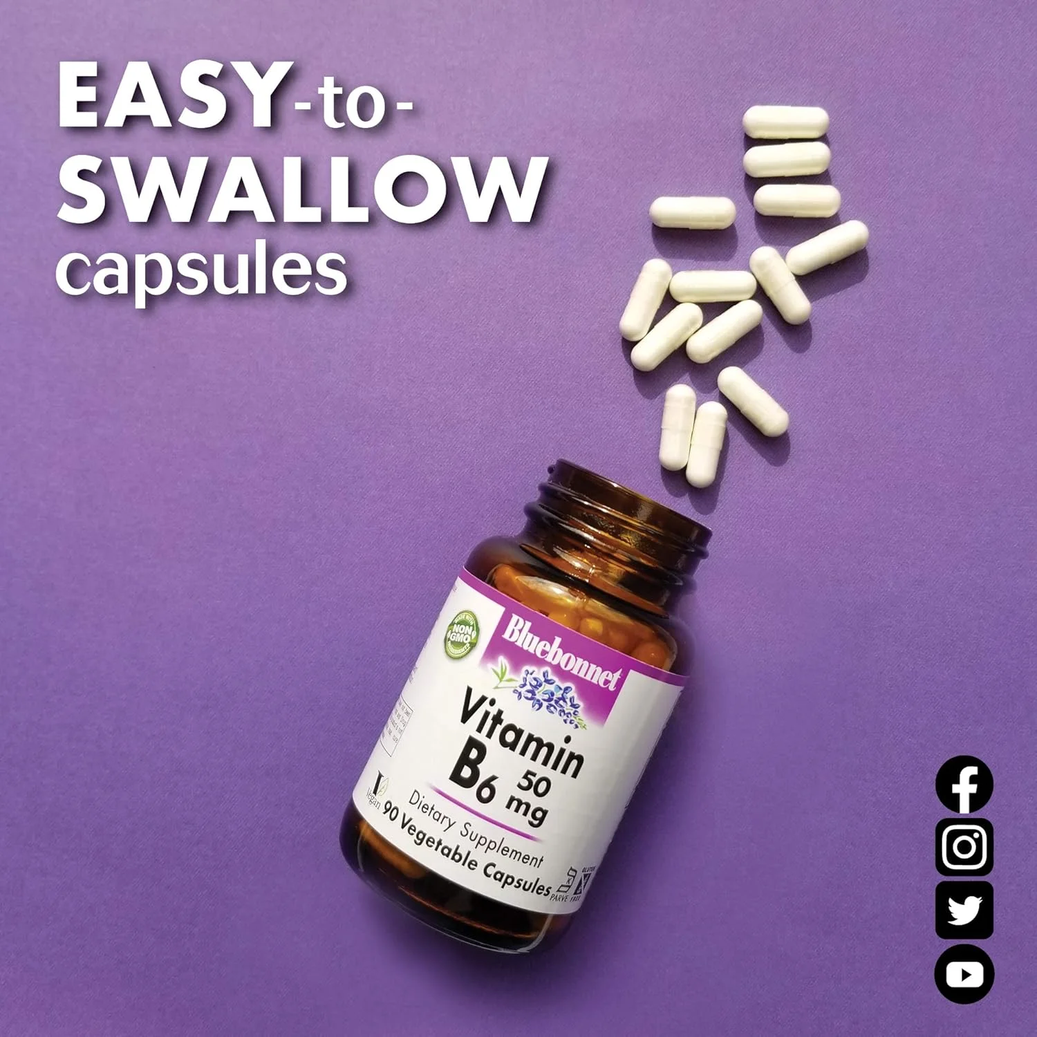 کپسول ویتامین ب۶ بلو بونت ۱۰۰ میلی گرم، ۹۰ عدد کپسول گیاهی