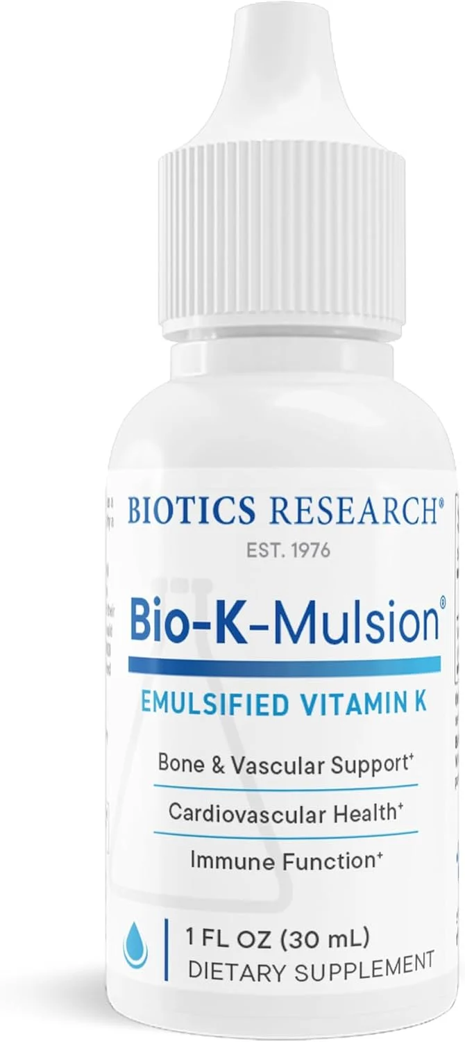 بایوتیکس ریسرچ Bio K Mulsion، استخوان های قوی، سلامت قلب، پشتیبانی از لخته شدن خون، ویتامین K مایع، K1 فیتونادیون، 500 میکروگرم