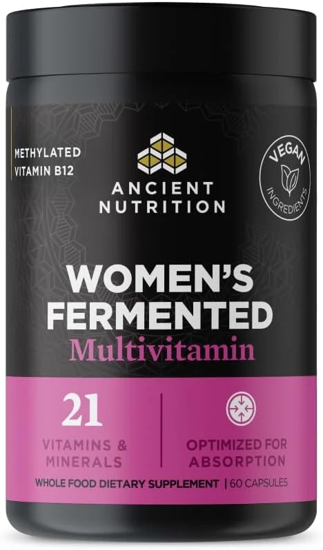 Ancient Nutrition Multivitamin for Women , Women's Fermented Multivitamin with Vitamin C, D, K, Zinc & More, Immune Support, Vegan, Paleo and Keto Friendly, 60 Ct