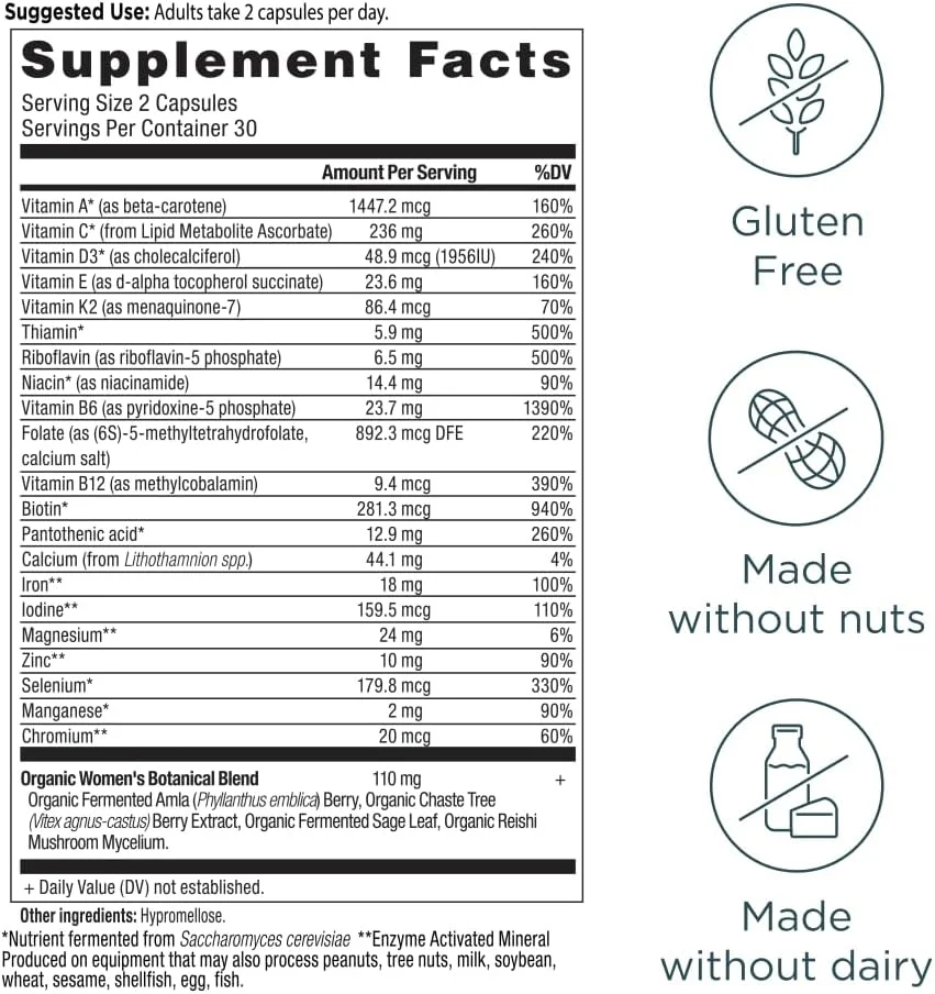 Ancient Nutrition Multivitamin for Women , Women's Fermented Multivitamin with Vitamin C, D, K, Zinc & More, Immune Support, Vegan, Paleo and Keto Friendly, 60 Ct Ancient Nutrition Multivitamin for Women , Women's Fermented Multivitamin with Vitamin C, D, K, Zinc & More, Immune Support, Vegan, Paleo and Keto Friendly, 60 Ct
