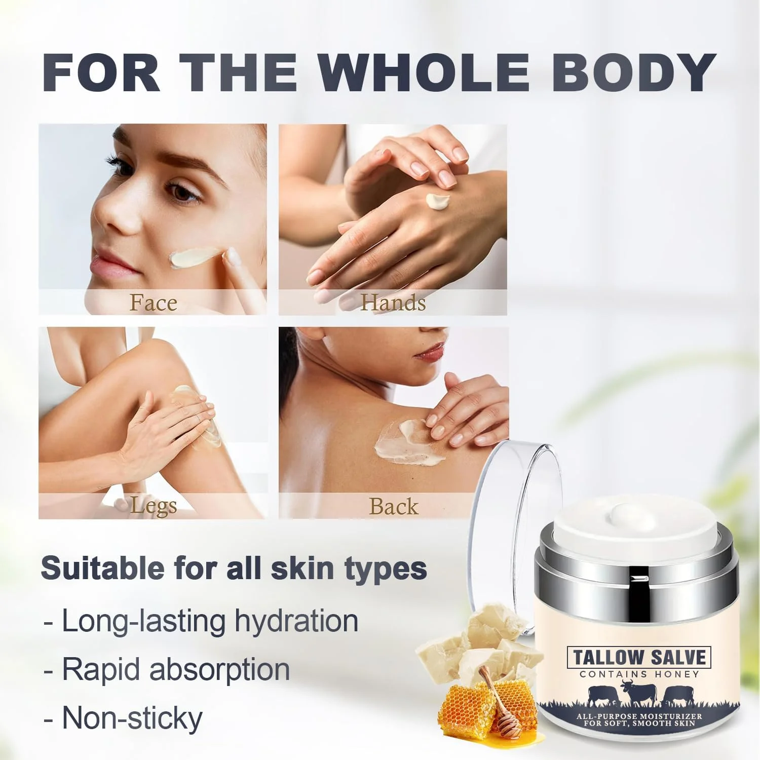 Azonee Moisturizing Face Cream, Organic Tallow and Honey Balm - Moisturizing & Renewing Body Cream, with Infused Olive Oil and Vitamins A, K, D, E for Skin Care (1.8 oz) Azonee Moisturizing Face Cream, Organic Tallow and Honey Balm - Moisturizing & Renewing Body Cream, with Infused Olive Oil and Vitamins A, K, D, E for Skin Care (1.8 oz)