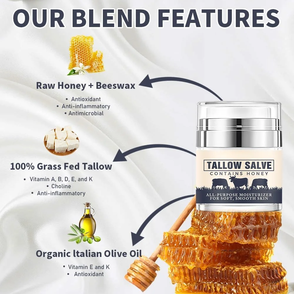 Azonee Moisturizing Face Cream, Organic Tallow and Honey Balm - Moisturizing & Renewing Body Cream, with Infused Olive Oil and Vitamins A, K, D, E for Skin Care (1.8 oz) Azonee Moisturizing Face Cream, Organic Tallow and Honey Balm - Moisturizing & Renewing Body Cream, with Infused Olive Oil and Vitamins A, K, D, E for Skin Care (1.8 oz)