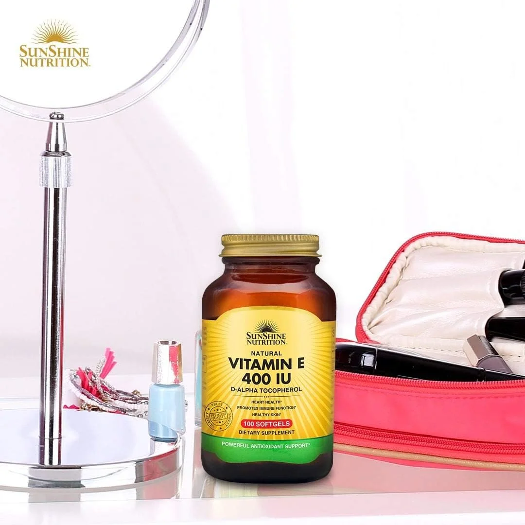 سان شاین نوتریشن ویتامین ای طبیعی 400 واحد بین المللی، 100 سافت ژل | حاوی دی-آلفا توکوفرول | برای پشتیبانی آنتی اکسیدانی قوی | بدون گلوتن سان شاین نوتریشن ویتامین ای طبیعی 400 واحد بین المللی، 100 سافت ژل | حاوی دی-آلفا توکوفرول | برای پشتیبانی آنتی اکسیدانی قوی | بدون گلوتن