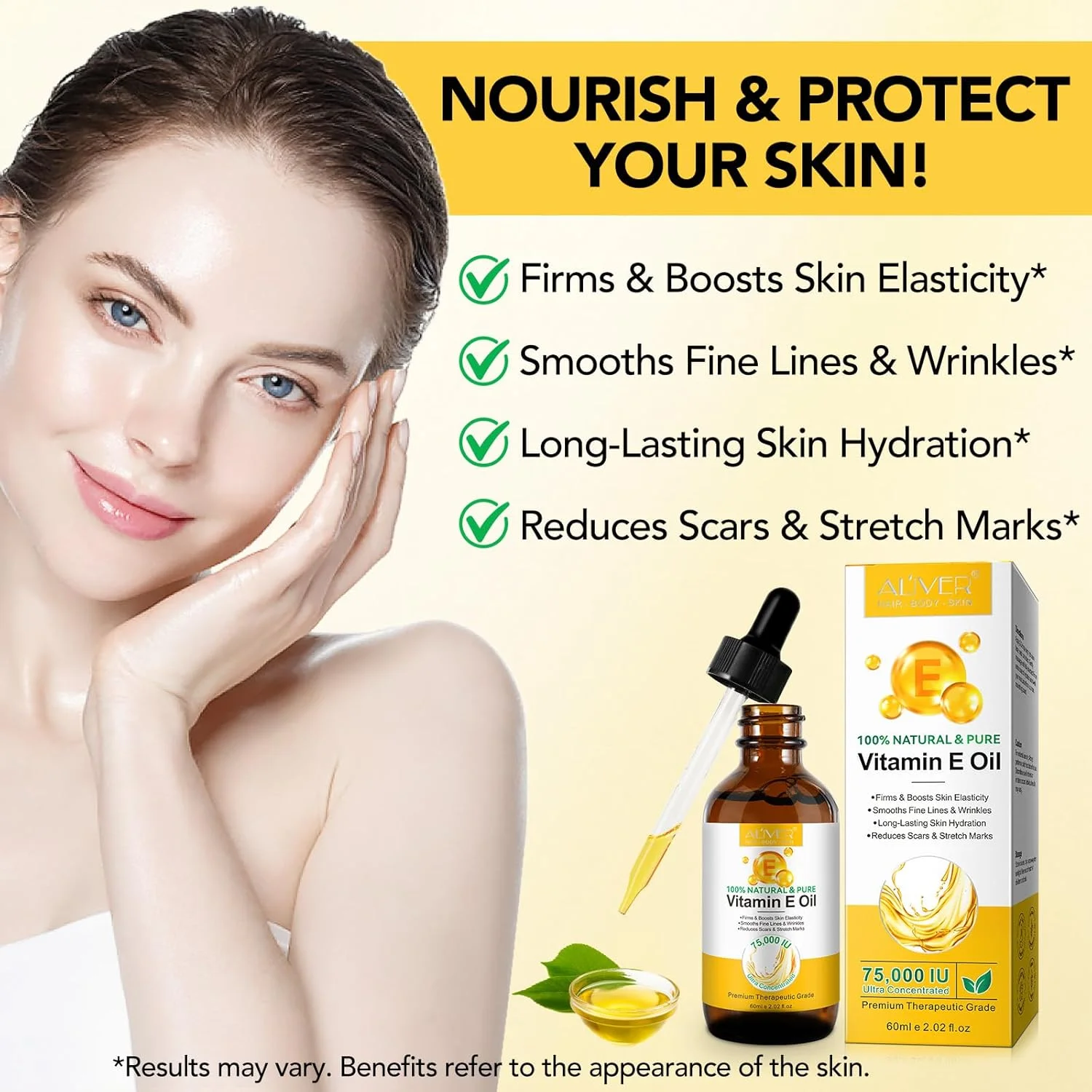 روغن ویتامین E خالص 60 میلی لیتر، روغن ویتامین E 100% طبیعی برای پوست، صورت، ناخن، پوست سر، مو و روغن های مراقبت از بدن روغن ویتامین E خالص 60 میلی لیتر، روغن ویتامین E 100% طبیعی برای پوست، صورت، ناخن، پوست سر، مو و روغن های مراقبت از بدن