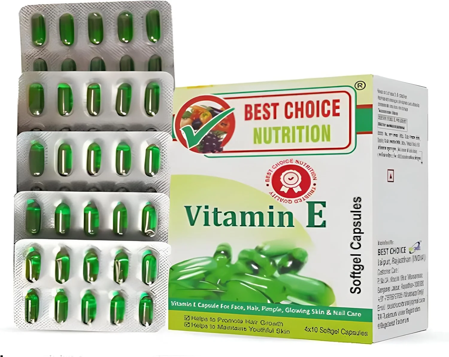بهترین انتخاب تغذیه ویتامین ای، 50 کپسول | برای پوست زیبا، مو و چشم های سالم
