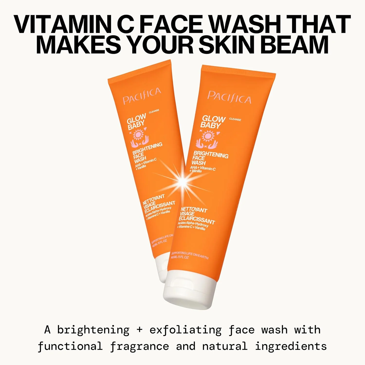 شوینده روشن کننده صورت و اسکراب آنزیمی صورت پسیفیکا بیوتی، ویتامین C، گلیکولیک اسید، AHA، ویتامین E، پاک کننده، لایه بردار، نرم و لطیف کننده، منافذ مسدود شده، ملایم برای پوست، وگان شوینده روشن کننده صورت و اسکراب آنزیمی صورت پسیفیکا بیوتی، ویتامین C، گلیکولیک اسید، AHA، ویتامین E، پاک کننده، لایه بردار، نرم و لطیف کننده، منافذ مسدود شده، ملایم برای پوست، وگان