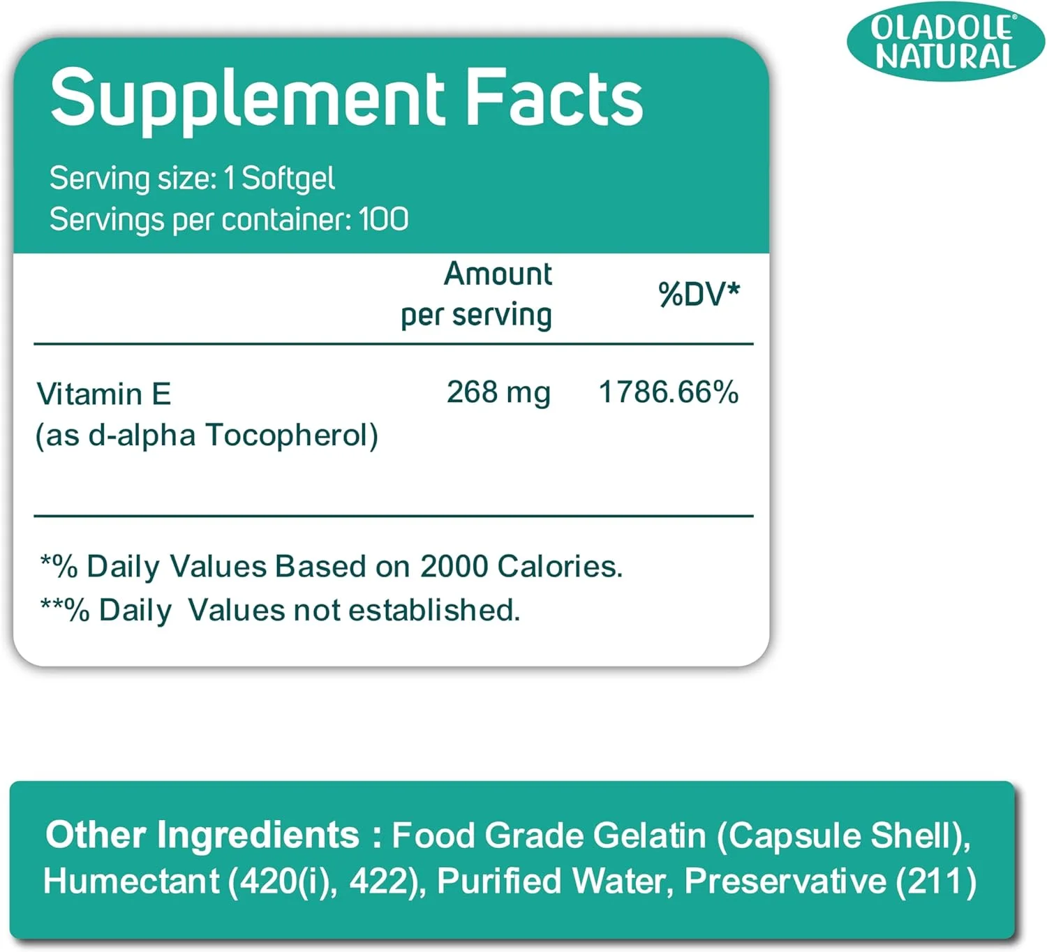 اولادول ویتامین ای طبیعی 400 واحد بین المللی دی-آلفا توکوفرول - 100 سافت ژل | پشتیبانی آنتی اکسیدانی برای پوست، مو و سلامت سیستم ایمنی | مکمل غذایی ضروری با قدرت بالا برای سلامتی کلی اولادول ویتامین ای طبیعی 400 واحد بین المللی دی-آلفا توکوفرول - 100 سافت ژل | پشتیبانی آنتی اکسیدانی برای پوست، مو و سلامت سیستم ایمنی | مکمل غذایی ضروری با قدرت بالا برای سلامتی کلی