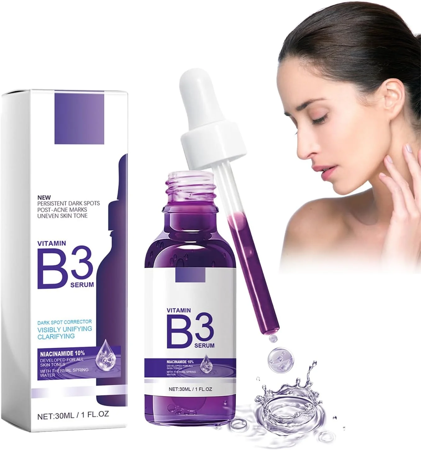 سرم صورت ویتامین B3، سرم نیاسینامید، سرم لکه بر صورت رتینول، سرم صورت با هیالورون، سرم ضد پیری برای خطوط ریز و چین و چروک، سفت کننده و روشن کننده رنگ پوست، 30 میلی لیتر
