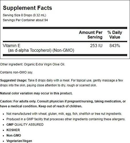 NOW Foods - Natural Vitamin E Liquid Antioxidant Protection 23000 IU, 1 Ounce NOW Foods - Natural Vitamin E Liquid Antioxidant Protection 23000 IU, 1 Ounce