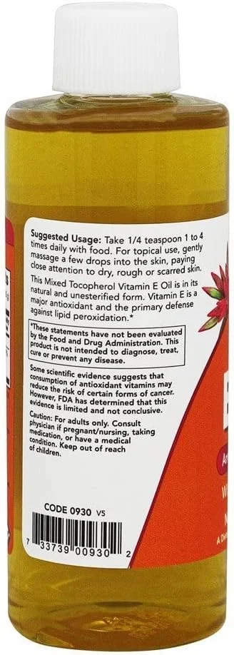 NOW Antioxidant Protection Natural Vitamin E Oil with Mixed Tocopherols NOW Antioxidant Protection Natural Vitamin E Oil with Mixed Tocopherols