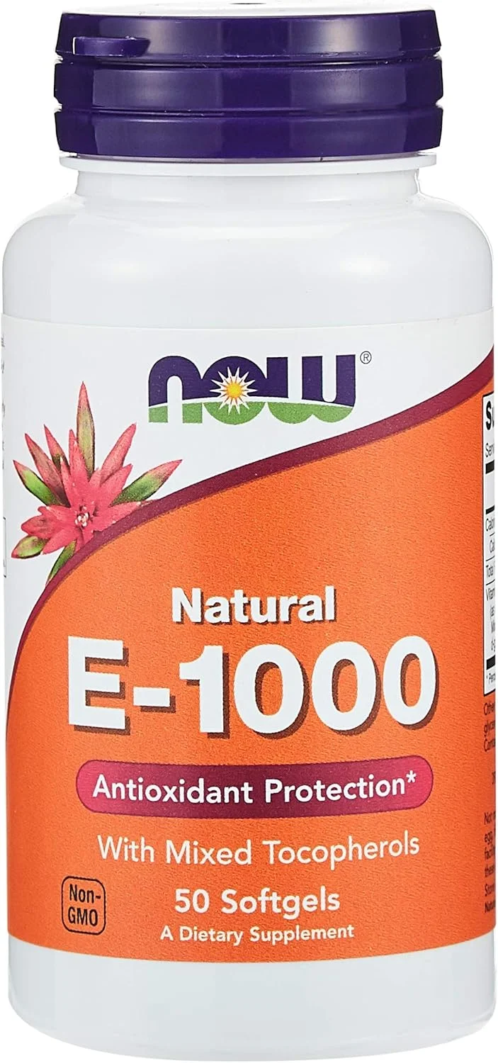 Now Foods ویتامین E-1000 Iu، 50 سافت ژل