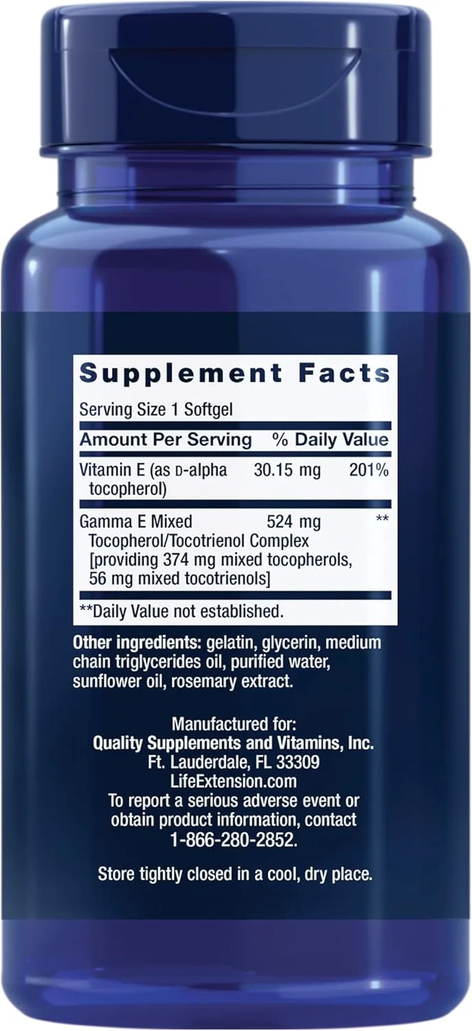 Life Extension Gamma E Mixed Tocopherols & Tocotrienols 60 Softgels