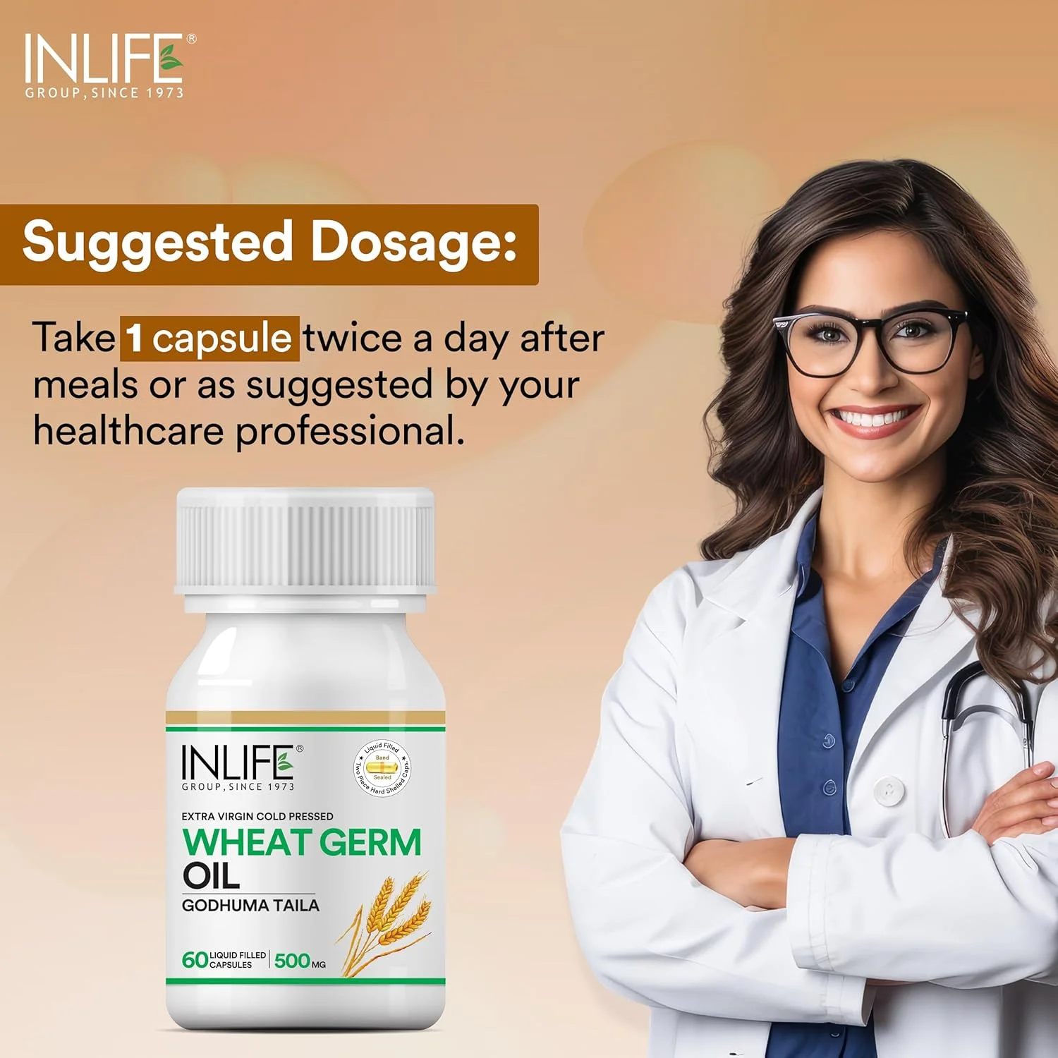 مکمل روغن جوانه گندم این لایف | منبع طبیعی ویتامین E، 500 میلی گرم - 60 کپسول (بسته 1 عددی، 60 تایی)