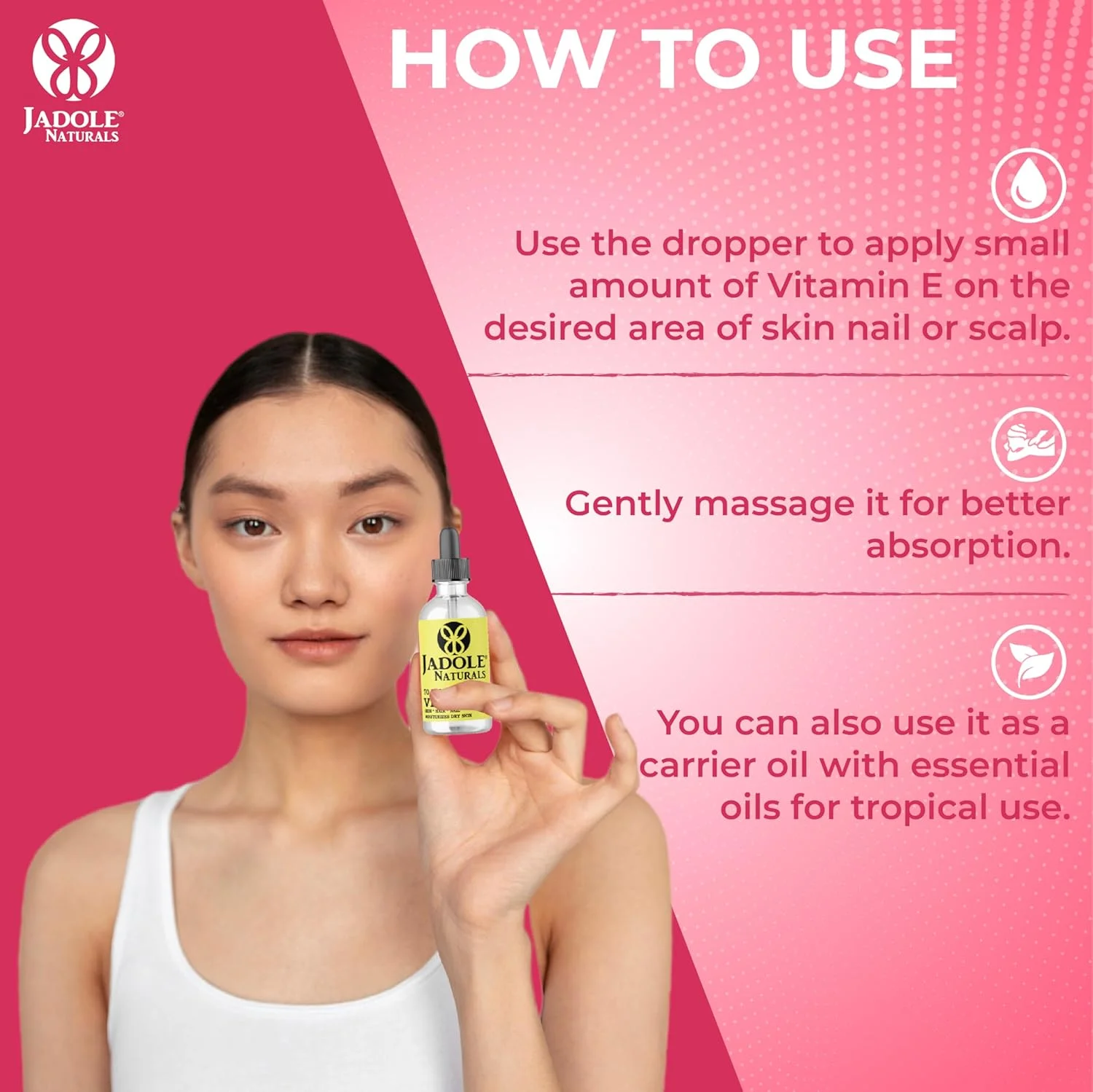 روغن ویتامین ای جادول نچرالز - 70000IU | بهبود سلامت پوست سر، بافت پوست، آبرسانی، کاهش سیاهی دور چشم، کاهش جای جوش، چین و چروک، ترک خوردگی و ترک های پوستی | فاقد پارابن