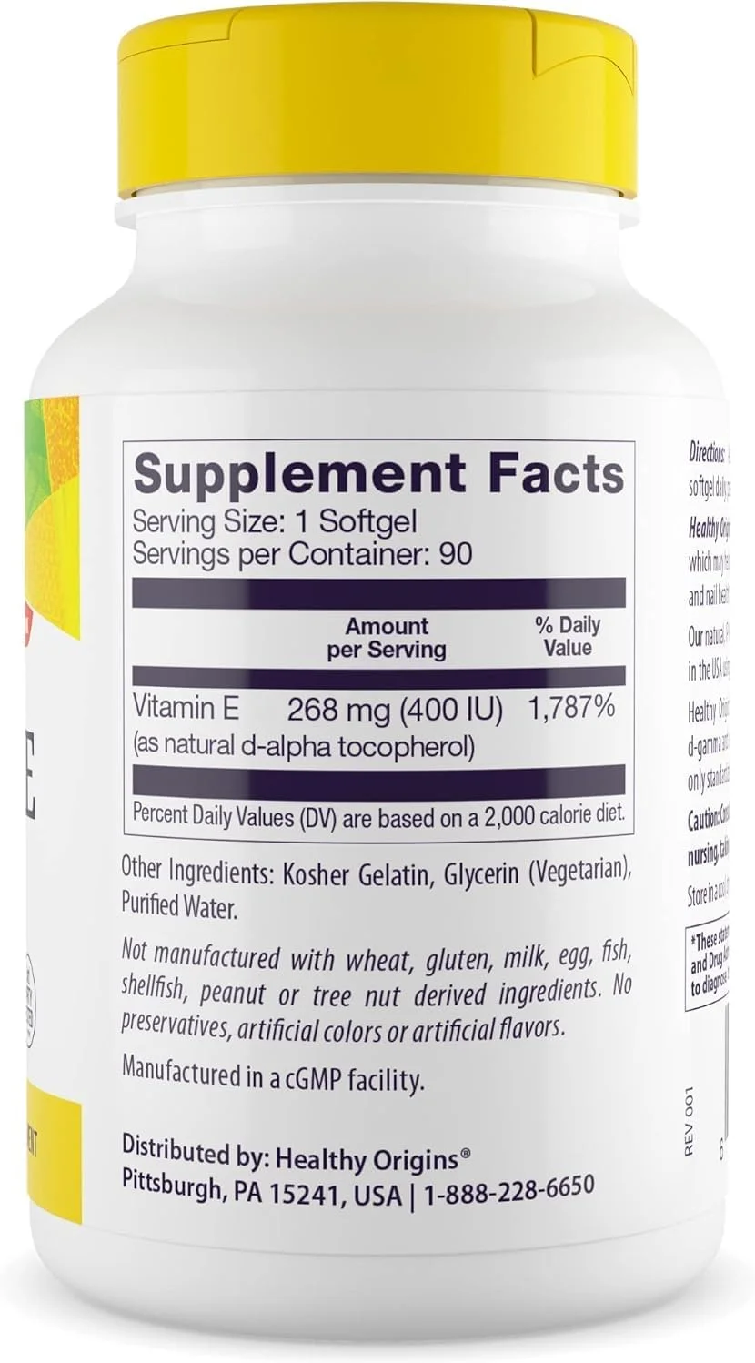 ویتامین ای 400 واحد بین المللی Healthy Origins با توکوفرول های مخلوط با منبع طبیعی - مکمل ویتامین ای - غیر تراریخته و بدون گلوتن، ویتامین پوست، مو و ناخن - 90 سافت ژل ویتامین ای 400 واحد بین المللی Healthy Origins با توکوفرول های مخلوط با منبع طبیعی - مکمل ویتامین ای - غیر تراریخته و بدون گلوتن، ویتامین پوست، مو و ناخن - 90 سافت ژل