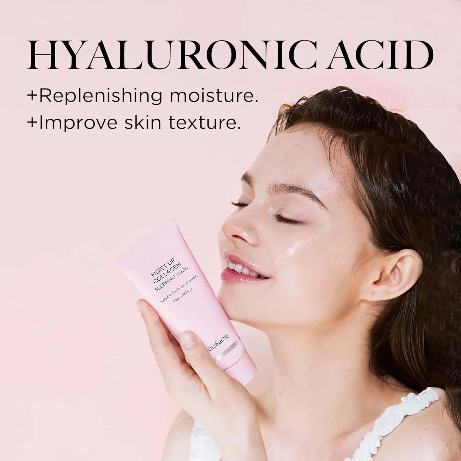 ماسک خواب کلاژن مرطوب کننده الیشاکوی - ماسک صورت شبانه - کرم ژل مرطوب کننده صورت با ویتامین E و نیاسینامید - مرطوب کننده، ضد پیری، مراقبت از درخشندگی - 50 میلی لیتر