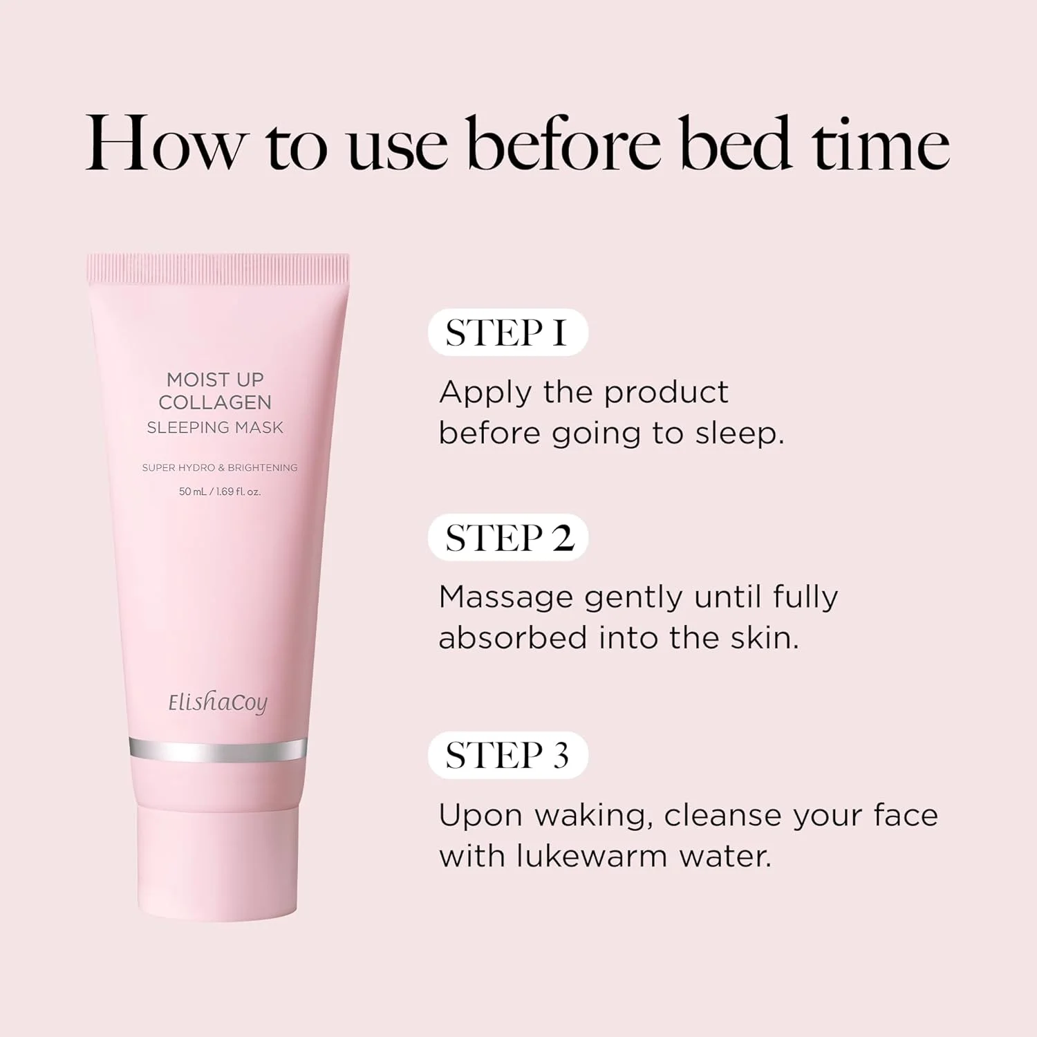 ماسک خواب کلاژن مرطوب کننده الیشاکوی - ماسک صورت شبانه - کرم ژل مرطوب کننده صورت با ویتامین E و نیاسینامید - مرطوب کننده، ضد پیری، مراقبت از درخشندگی - 50 میلی لیتر