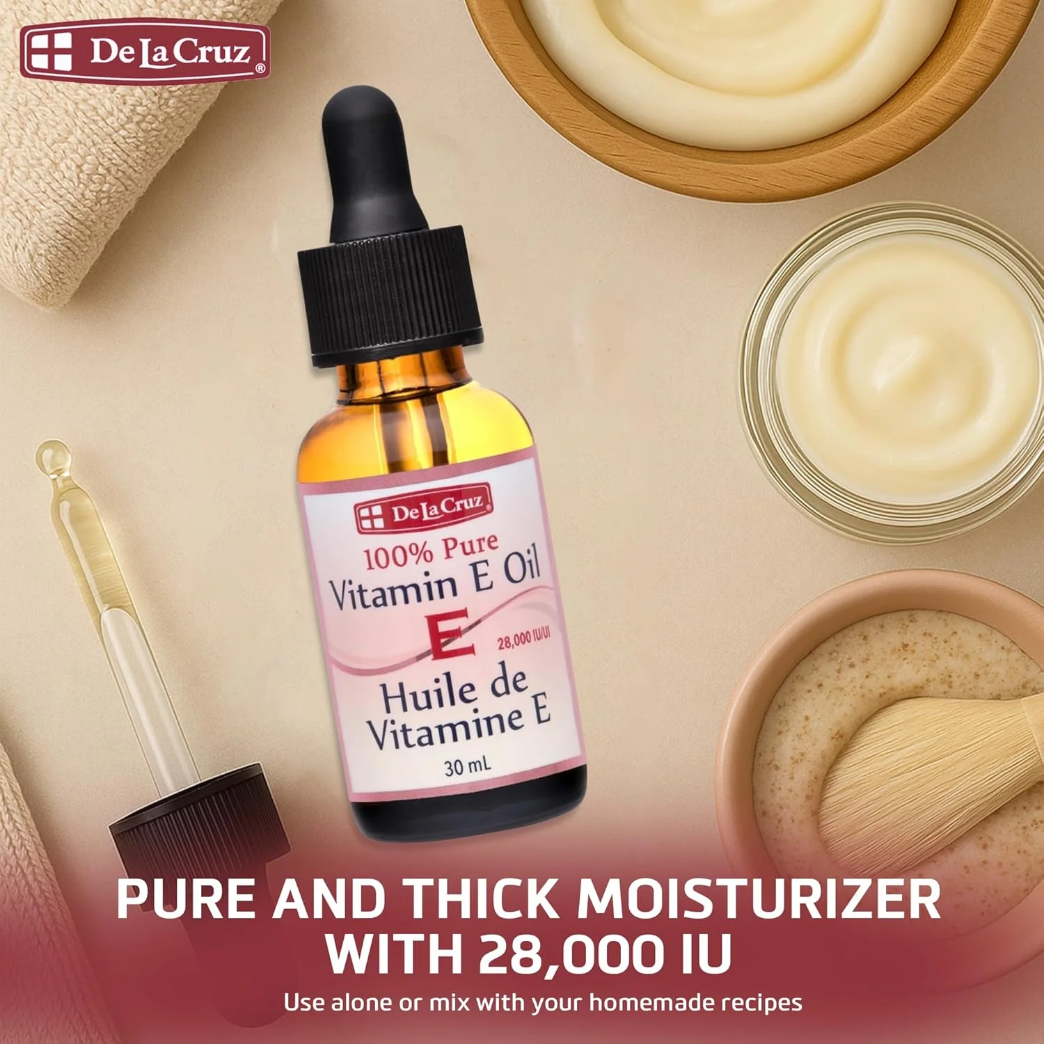 روغن ویتامین ای دی لا کروز برای صورت، 28000 واحد بین المللی - بدون مواد نگهدارنده، رنگ های مصنوعی یا عطر، 30 میلی لیتر