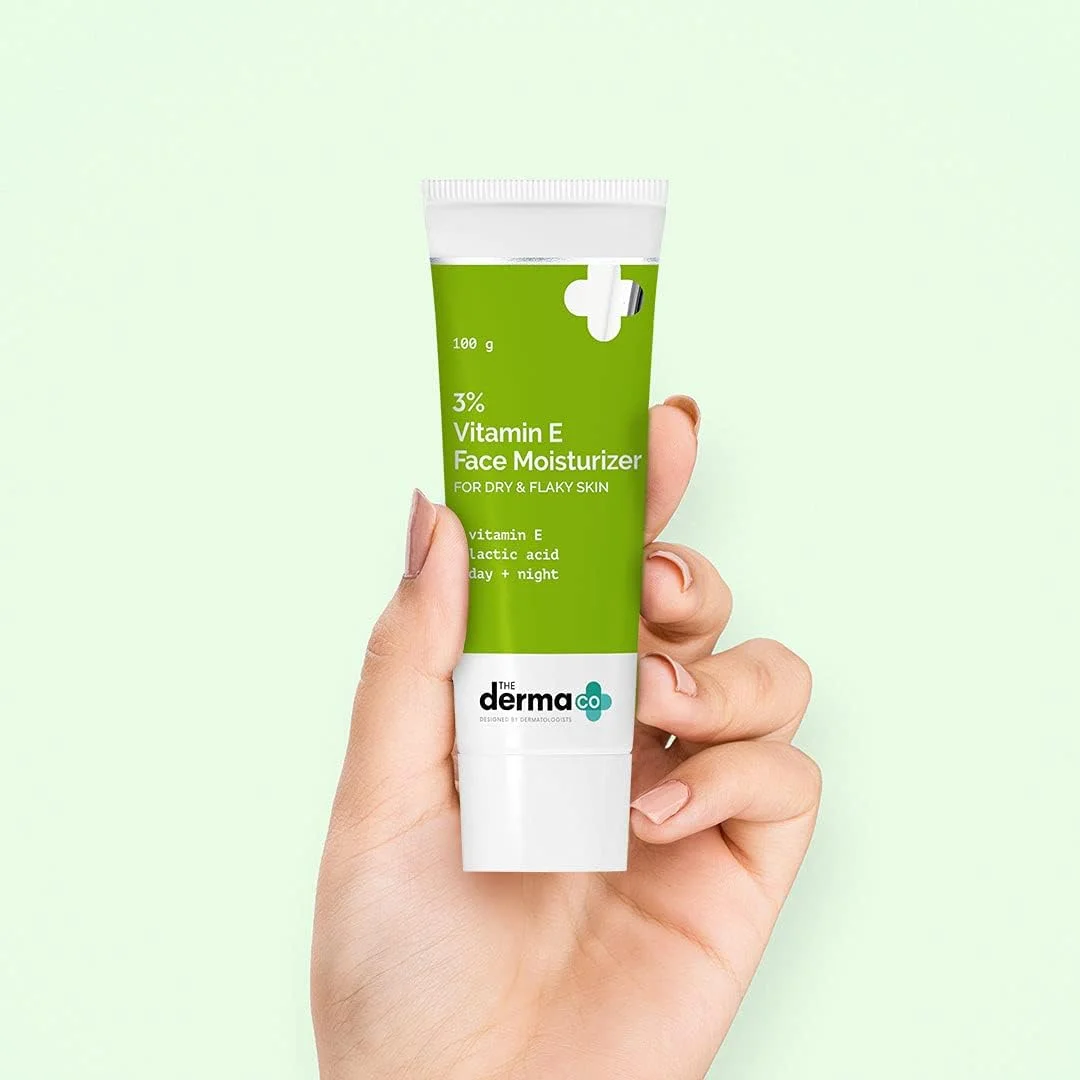 The Derma Co 3% Vitamin E Face Moisturizer Cream for Dry & Flaky Skin | With Lactic Acid | Hydrates, Softens & Calms Damaged Skin | Non-Greasy, Quick Absorbing, Fragrance-Free | For Men & Women– 100g The Derma Co 3% Vitamin E Face Moisturizer Cream for Dry & Flaky Skin | With Lactic Acid | Hydrates, Softens & Calms Damaged Skin | Non-Greasy, Quick Absorbing, Fragrance-Free | For Men & Women– 100g