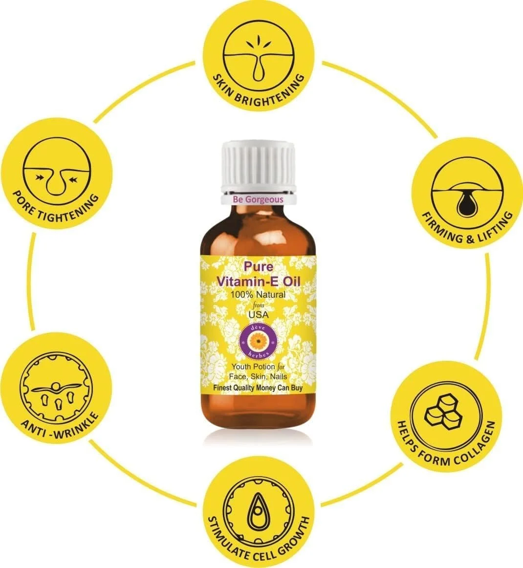 روغن ویتامین ای Deve Herbes برای پوست، مو و ناخن سالم | خالص | غیر چسبنده | غیر چرب | سبک | مناسب انواع پوست | مردان و زنان 30 میلی لیتر (1 اونس) روغن ویتامین ای Deve Herbes برای پوست، مو و ناخن سالم | خالص | غیر چسبنده | غیر چرب | سبک | مناسب انواع پوست | مردان و زنان 30 میلی لیتر (1 اونس)