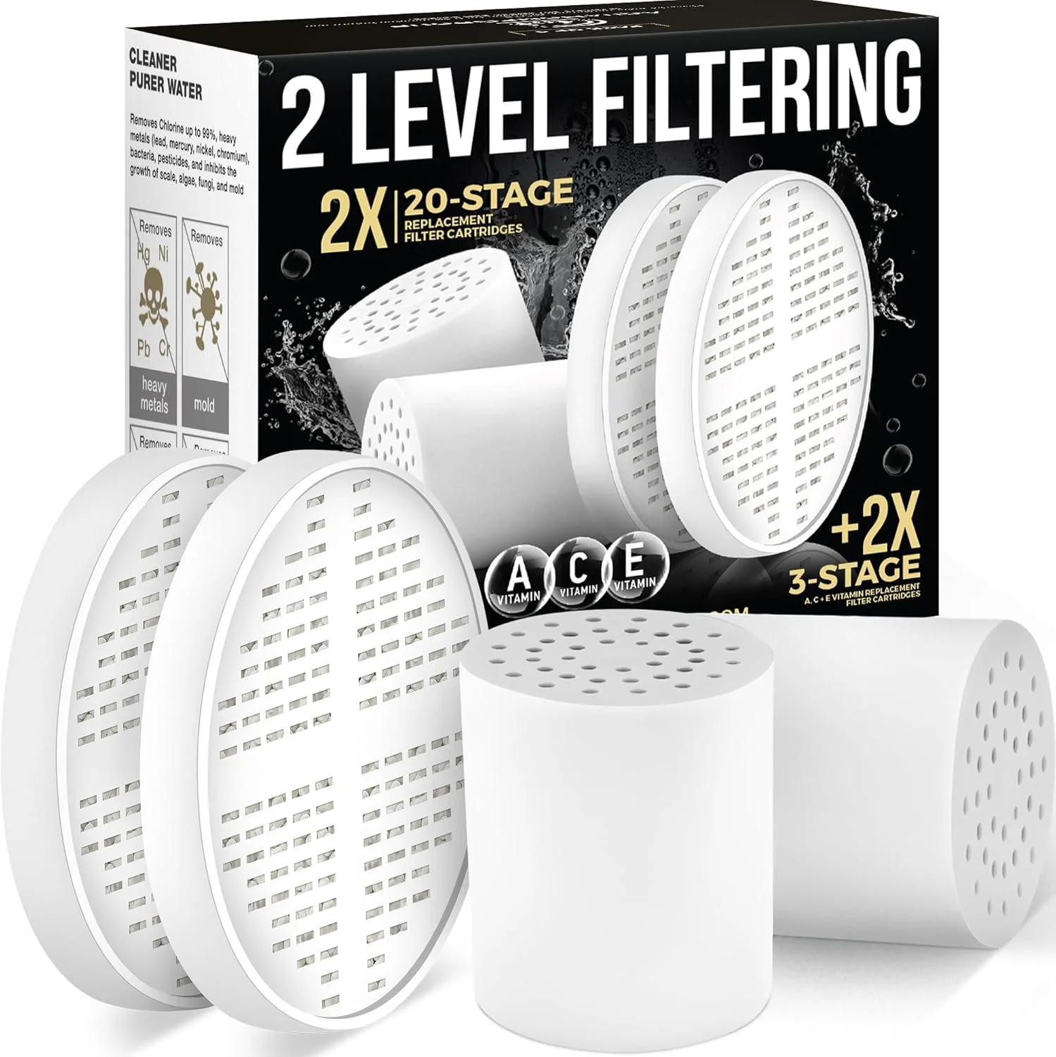 کارتریج جایگزین فیلتر 20 مرحله ای دوش آکوا هوم گروپ و کارتریج های ویتامین C + E + A (بسته 2 عددی، بدون محفظه) - بهبود کیفیت آب دوش و ارتقاء سلامت پوست و مو کارتریج جایگزین فیلتر 20 مرحله ای دوش آکوا هوم گروپ و کارتریج های ویتامین C + E + A (بسته 2 عددی، بدون محفظه) - بهبود کیفیت آب دوش و ارتقاء سلامت پوست و مو