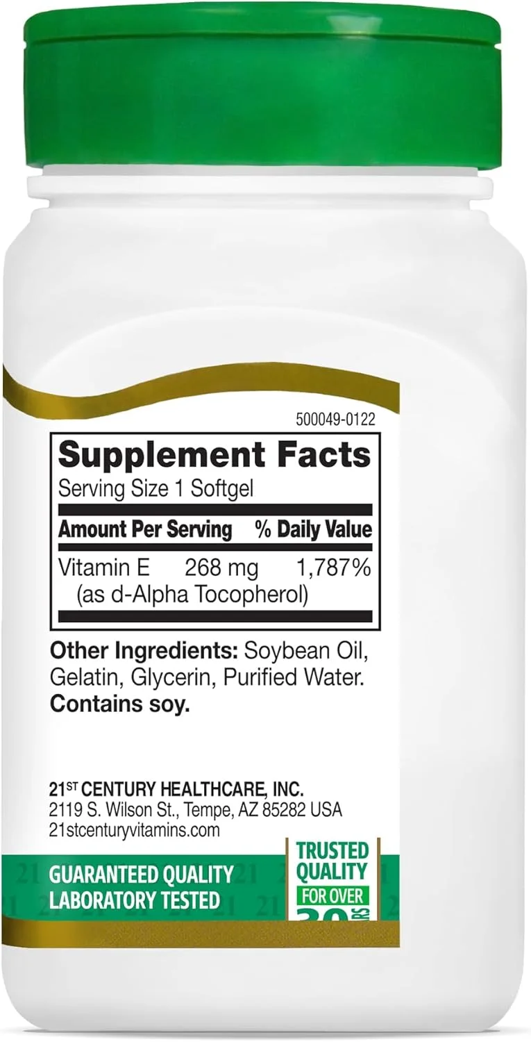 ویتامین ای 21st Century، 268 میلی گرم (400 واحد بین المللی طبیعی دی-آلفا)، 110 عدد ویتامین ای 21st Century، 268 میلی گرم (400 واحد بین المللی طبیعی دی-آلفا)، 110 عدد