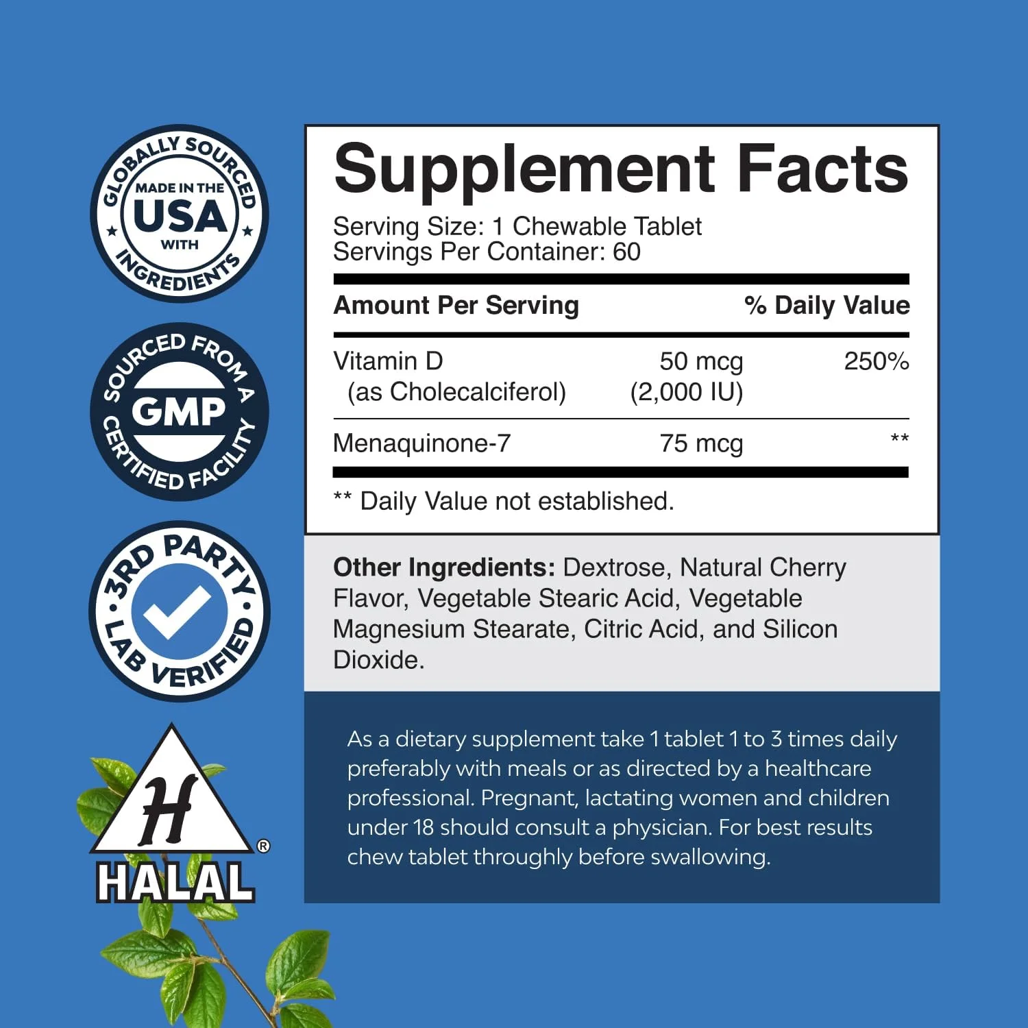 مکمل ویتامین D3 با K2 MK7 - قرص های ویتامین D3 2000 IU و ویتامین K2 برای حمایت از سیستم ایمنی، سلامت استخوان، سلامت قلب، حمایت از مفاصل، استحکام استخوان و تقویت خلق و خو - پشتیبانی از سیستم ایمنی VIT D3 K2 مکمل ویتامین D3 با K2 MK7 - قرص های ویتامین D3 2000 IU و ویتامین K2 برای حمایت از سیستم ایمنی، سلامت استخوان، سلامت قلب، حمایت از مفاصل، استحکام استخوان و تقویت خلق و خو - پشتیبانی از سیستم ایمنی VIT D3 K2