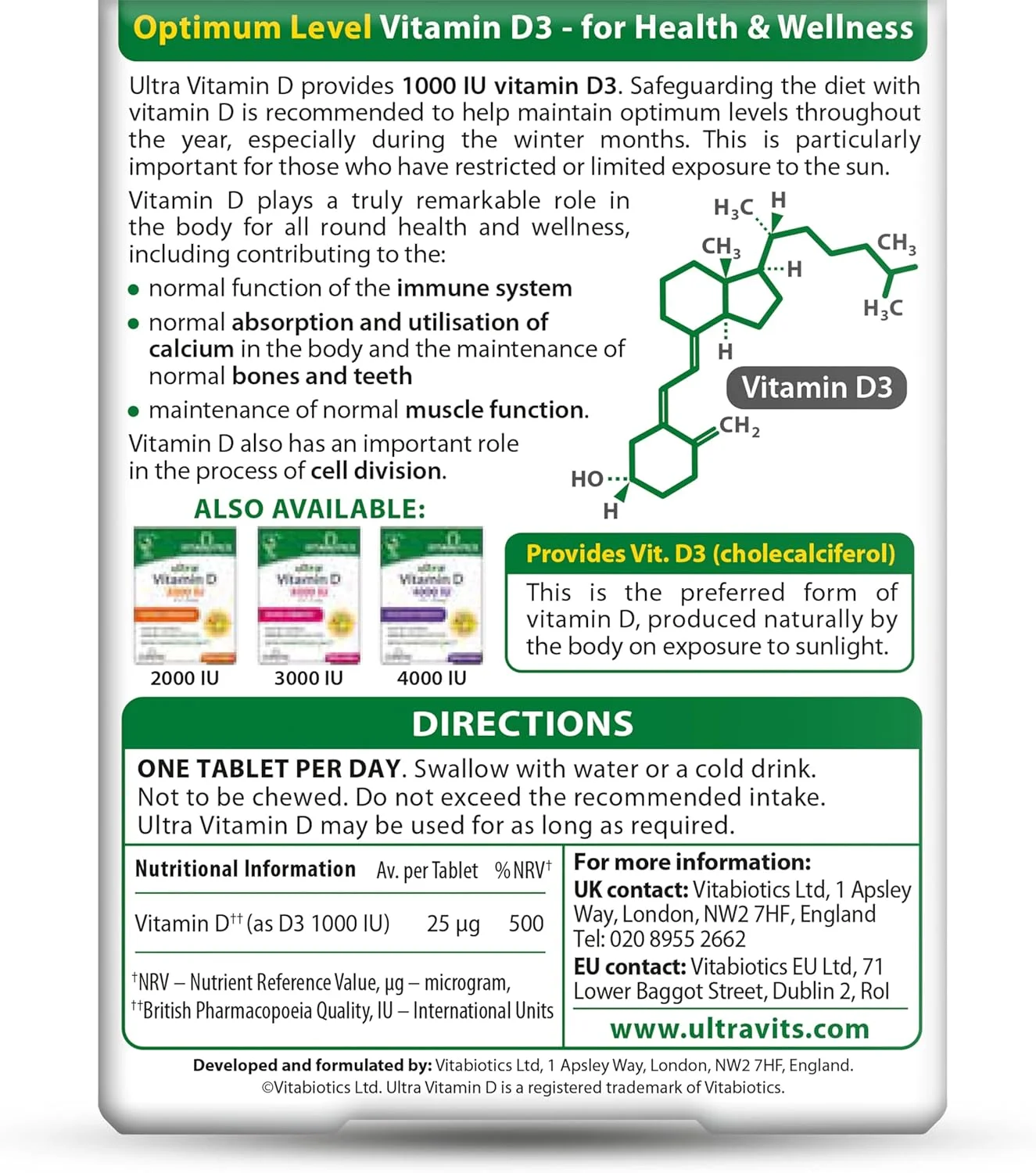 قرص های ویتامین D3 الترا ویتابیوتیکس | 1 بسته 96 عددی قرص های ویتامین D3 الترا ویتابیوتیکس | 1 بسته 96 عددی