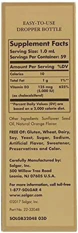 Solgar, Liquid Vitamin D3, Natural Orange Flavor, 5000 IU, 2 fl oz (59 ml) Solgar, Liquid Vitamin D3, Natural Orange Flavor, 5000 IU, 2 fl oz (59 ml)