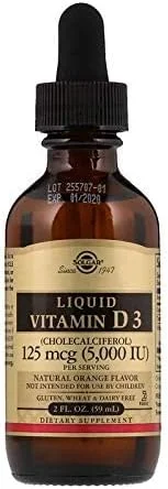 Solgar, Liquid Vitamin D3, Natural Orange Flavor, 5000 IU, 2 fl oz (59 ml) Solgar, Liquid Vitamin D3, Natural Orange Flavor, 5000 IU, 2 fl oz (59 ml)