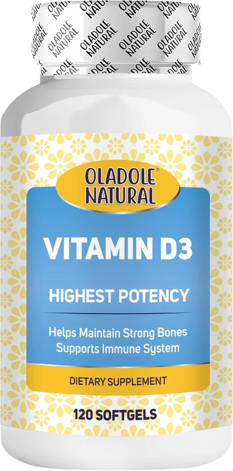 اولادول ویتامین D3 طبیعی 4000 واحد بین المللی - 120 سافت ژل | فرمول قوی از سلامت استخوان ها، دندان ها، عضلات و عملکرد سیستم ایمنی بدن پشتیبانی می کند | غیر GMO، بدون گلوتن | ضروری برای سلامتی روزانه