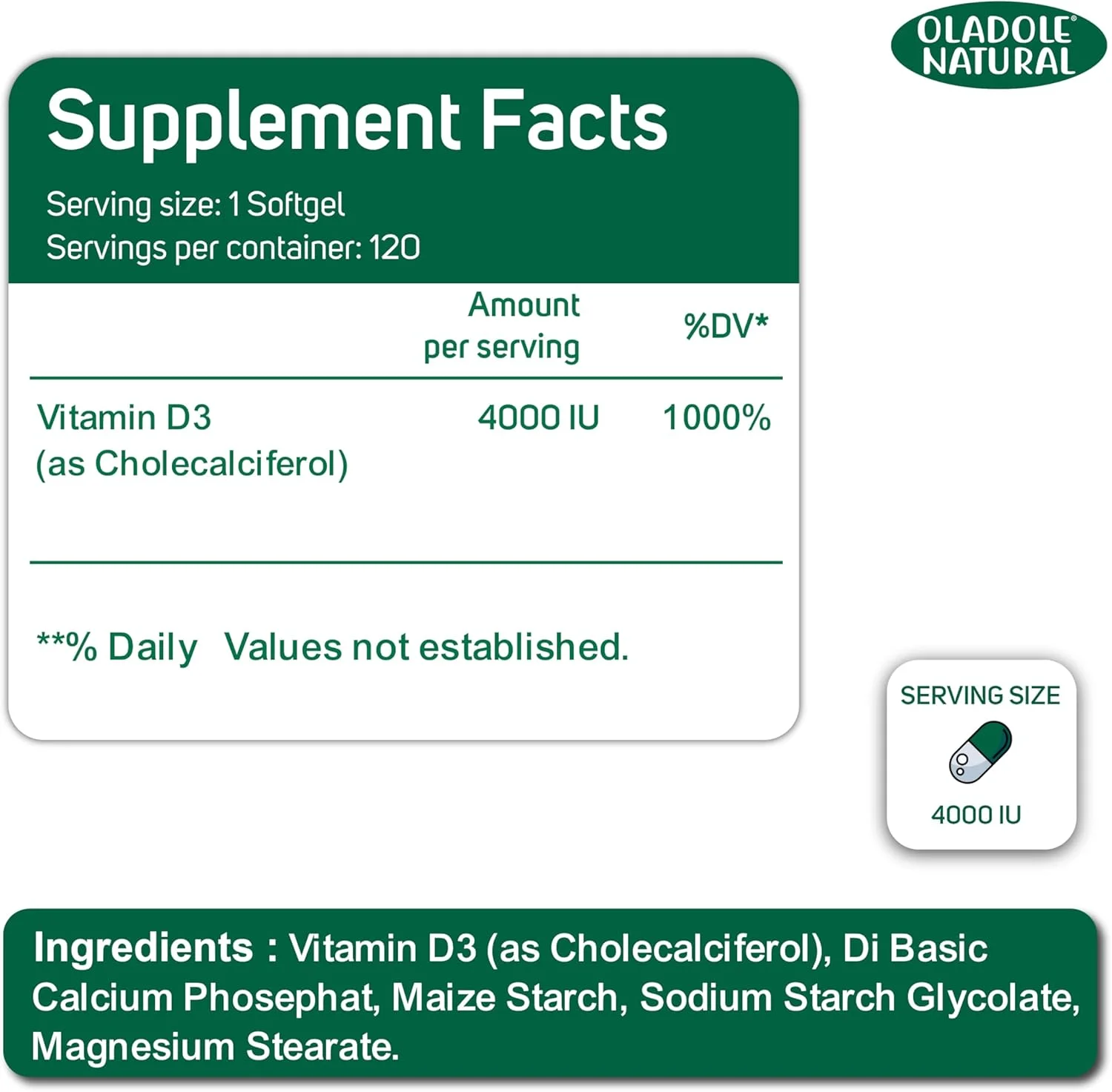 اولادول ویتامین D3 طبیعی 4000 واحد بین المللی - 120 سافت ژل | فرمول قوی از سلامت استخوان ها، دندان ها، عضلات و عملکرد سیستم ایمنی بدن پشتیبانی می کند | غیر GMO، بدون گلوتن | ضروری برای سلامتی روزانه اولادول ویتامین D3 طبیعی 4000 واحد بین المللی - 120 سافت ژل | فرمول قوی از سلامت استخوان ها، دندان ها، عضلات و عملکرد سیستم ایمنی بدن پشتیبانی می کند | غیر GMO، بدون گلوتن | ضروری برای سلامتی روزانه