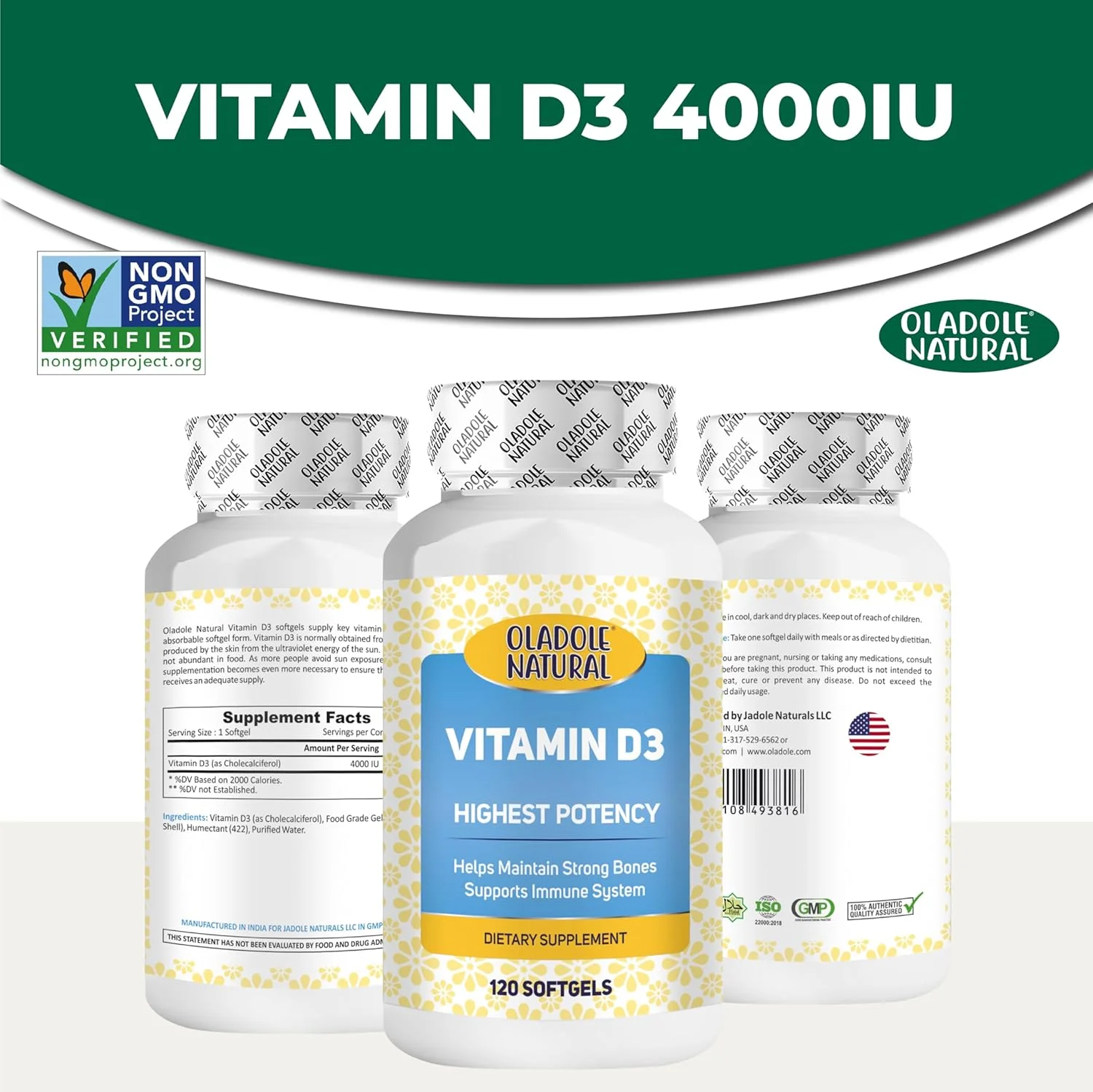 اولادول ویتامین D3 طبیعی 4000 واحد بین المللی - 120 سافت ژل | فرمول قوی از سلامت استخوان ها، دندان ها، عضلات و عملکرد سیستم ایمنی بدن پشتیبانی می کند | غیر GMO، بدون گلوتن | ضروری برای سلامتی روزانه اولادول ویتامین D3 طبیعی 4000 واحد بین المللی - 120 سافت ژل | فرمول قوی از سلامت استخوان ها، دندان ها، عضلات و عملکرد سیستم ایمنی بدن پشتیبانی می کند | غیر GMO، بدون گلوتن | ضروری برای سلامتی روزانه