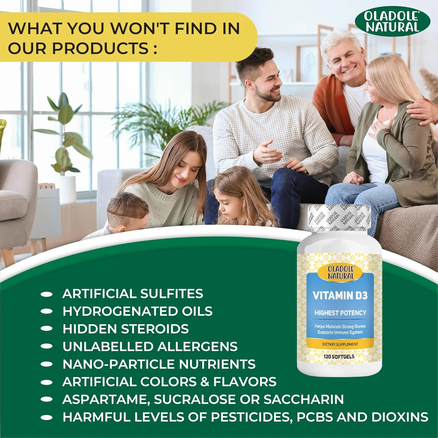 اولادول ویتامین D3 طبیعی 4000 واحد بین المللی - 120 سافت ژل | فرمول قوی از سلامت استخوان ها، دندان ها، عضلات و عملکرد سیستم ایمنی بدن پشتیبانی می کند | غیر GMO، بدون گلوتن | ضروری برای سلامتی روزانه اولادول ویتامین D3 طبیعی 4000 واحد بین المللی - 120 سافت ژل | فرمول قوی از سلامت استخوان ها، دندان ها، عضلات و عملکرد سیستم ایمنی بدن پشتیبانی می کند | غیر GMO، بدون گلوتن | ضروری برای سلامتی روزانه