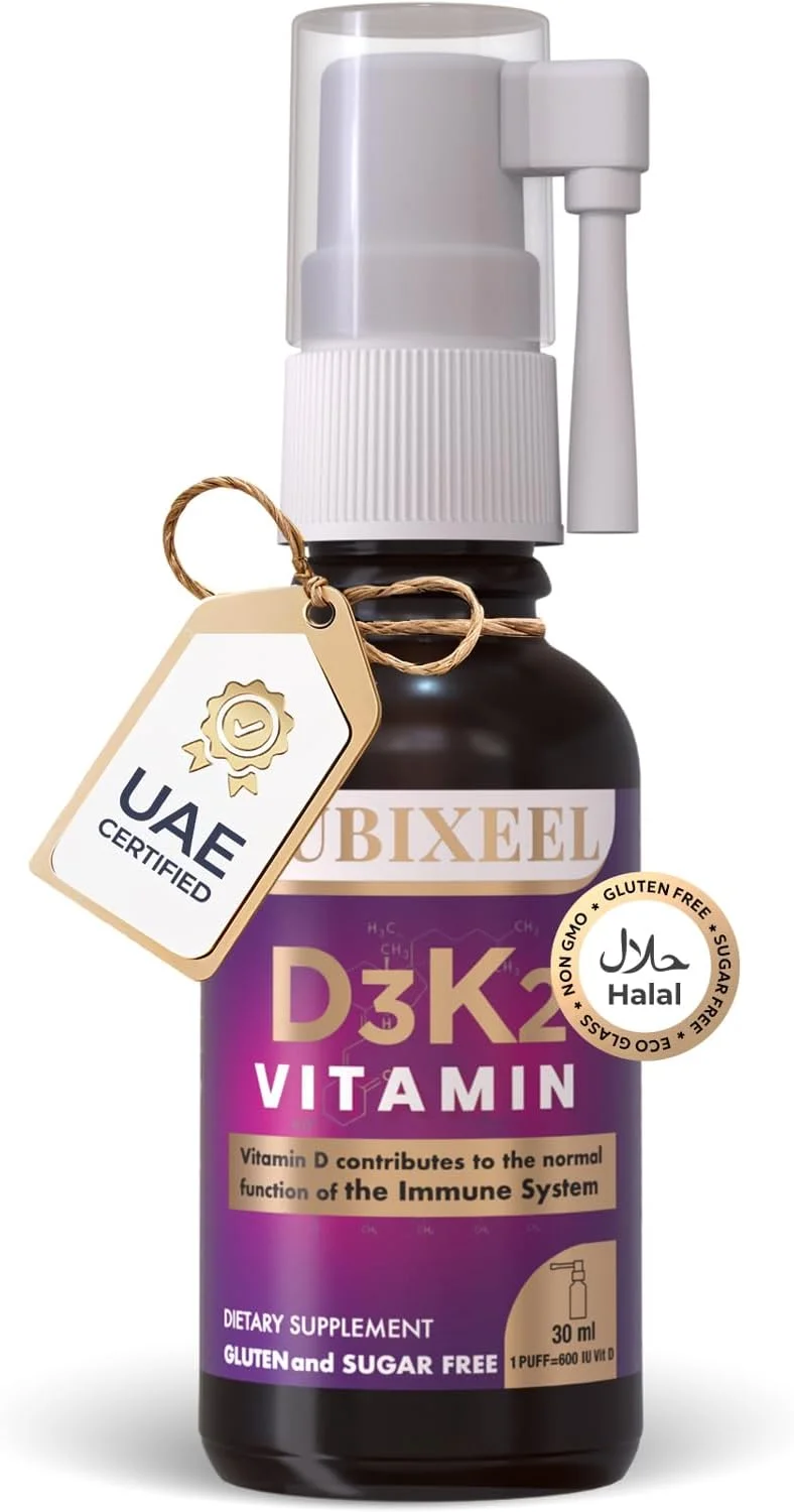 Nubixeel Premium Vitamin D3 K2 Spray - 600 IU Vitamin D3 + 25 mcg Vitamin K2 | Liquid Fast Absorption | for Kids, Women & Men| for Bone Strength Heart and Immune Health | Sugar-Free | Gluten-Free