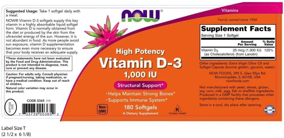 Now Foods، ویتامین D 1000IU، 180 سافت ژل Now Foods، ویتامین D 1000IU، 180 سافت ژل