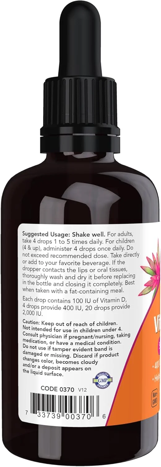 نو فودز ویتامین D-3 مایع 400 واحد بین المللی در هر 4 قطره 2 اونس