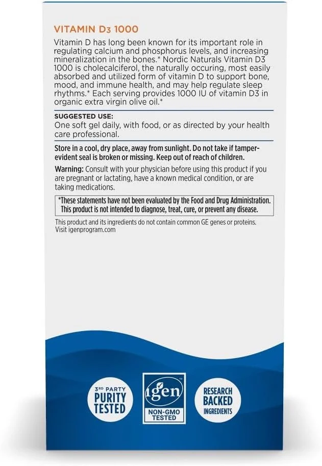 نوردیک نچرالز ویتامین D3 1000، پرتقال - 1000 واحد بین المللی ویتامین D3 - 120 مینی سافت ژل - پشتیبانی از سلامت استخوان ها، خلق و خو و عملکرد سیستم ایمنی - غیر GMO - 120 سروینگ نوردیک نچرالز ویتامین D3 1000، پرتقال - 1000 واحد بین المللی ویتامین D3 - 120 مینی سافت ژل - پشتیبانی از سلامت استخوان ها، خلق و خو و عملکرد سیستم ایمنی - غیر GMO - 120 سروینگ